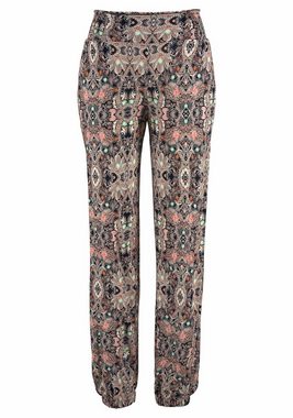 s.Oliver Strandhose mit Alloverprint und Taschen, Stoffhose, Sommerhose, elastisch