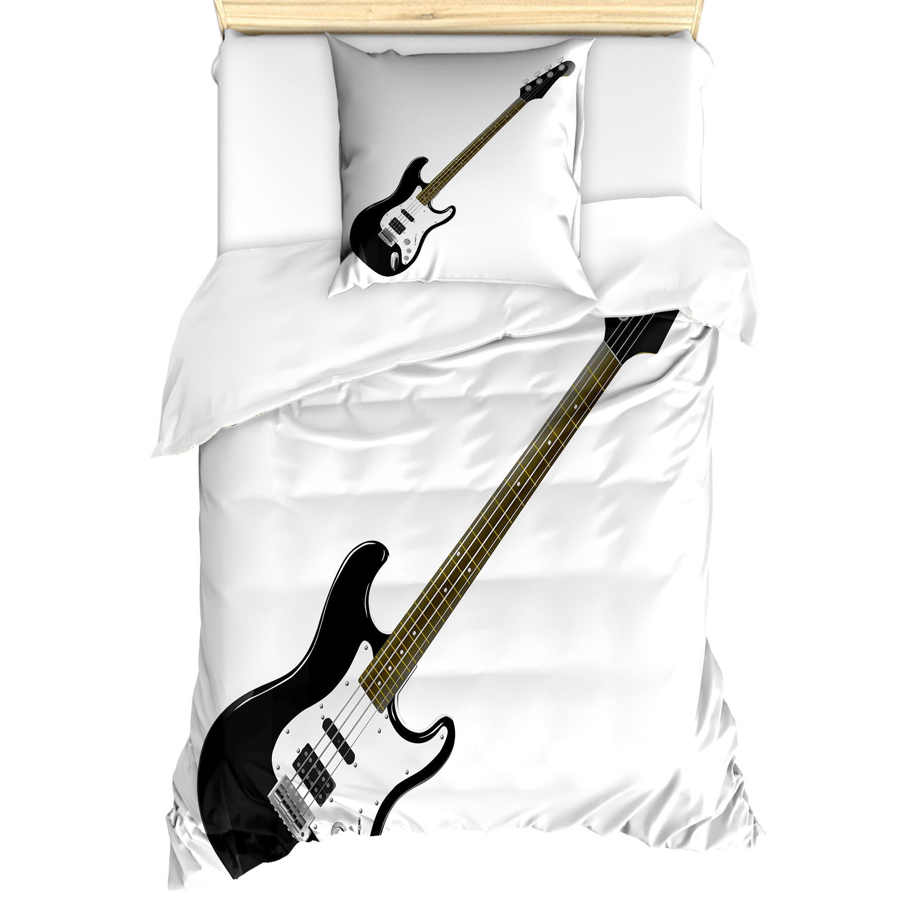 Abakuhaus Bettwäsche Milbensicher Allergiker geeignet mit Kissenbezug, Microfaser, Gitarre 4-Saiter Bass-Musik