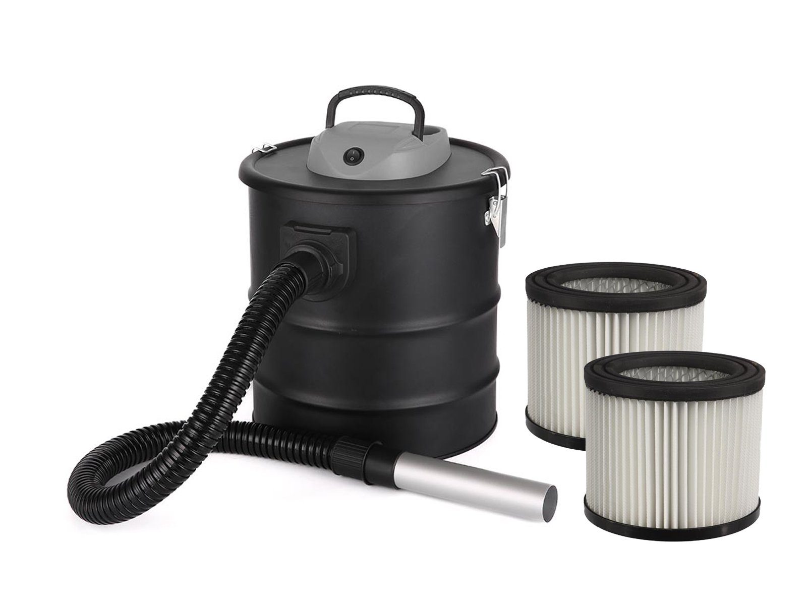 PEREL Aschesauger, 1200 W, Edelstahl, für Kamin-Sauger Asche-Staubsauger ohne Beutel inklusive 2 Hepa Filter