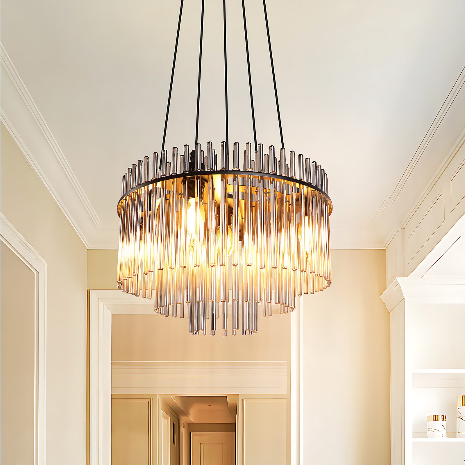 ZMH Pendelleuchte Esstisch Hängelampe 2/3/5 Flammig mit Glas & Metall E27, ohne Leuchtmittel, moderne Pendelleuchte höhenverstellbar für Esszimmer Bar, Hotel