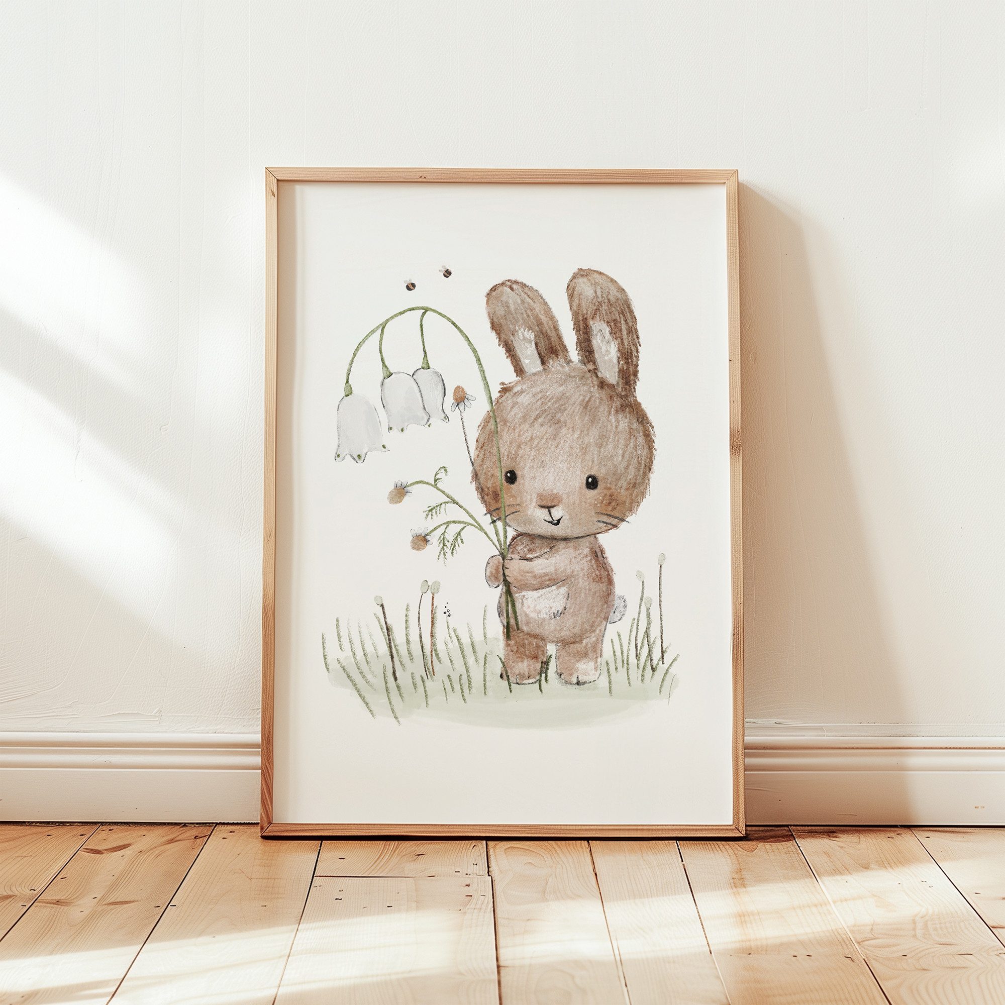 Pipapier Poster Kinderposter "Hase mit Blumen", Kinderzimmerbild, erhältlic günstig online kaufen