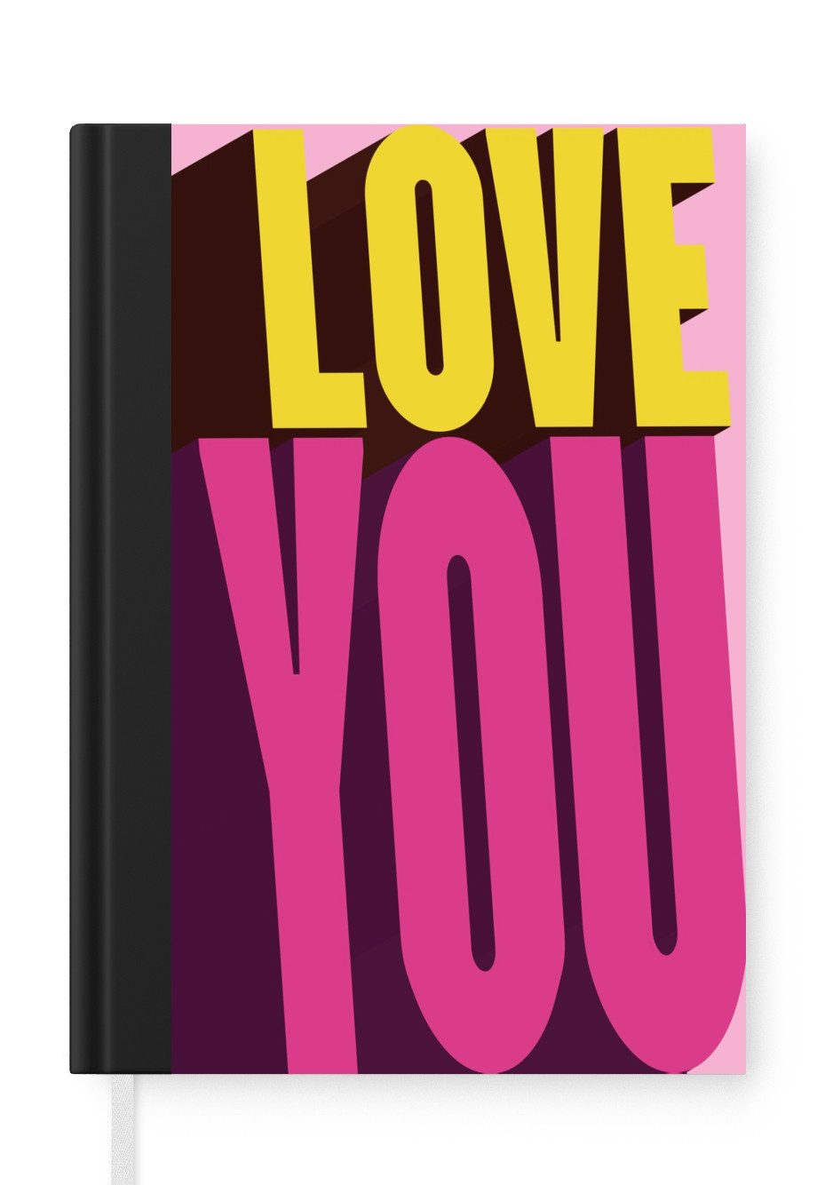 MuchoWow Notizbuch Liebe - Text - Rosa - Valentinstag, Notebook, Notizblock a5, Tagebuch, Journal Liniert