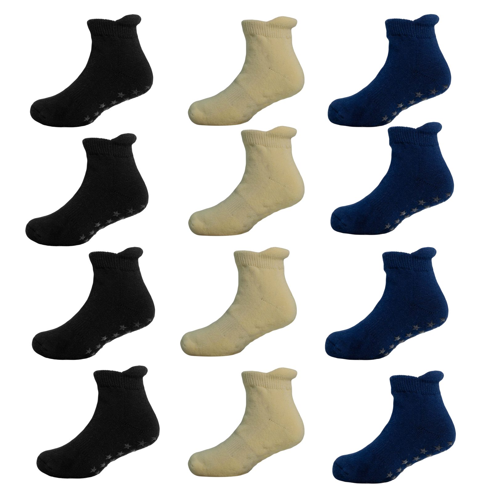 Yalion Kurzsocken 12er-Set Yalion Baby Kurzsocken mit Stern-Stoppern weich & rutschfest (Set, 12-Paar, 12 Paar) Rutschfeste Sternen-Noppen