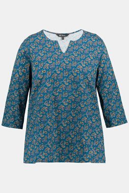 Ulla Popken Longshirt Shirt Paisleymuster Tunika-Ausschnitt 3/4-Arm
