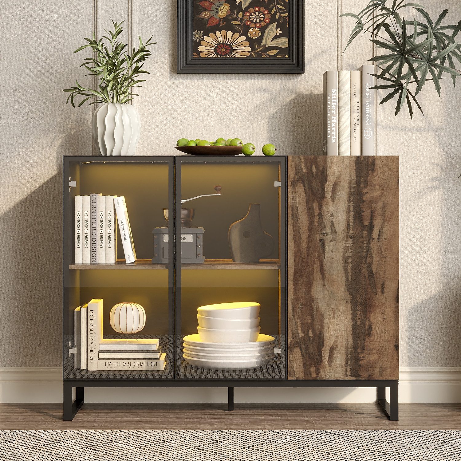 FUFU&GAGA Sideboard mit Beleuchtung 8 Farbe + Hochglanz-Finish günstig online kaufen
