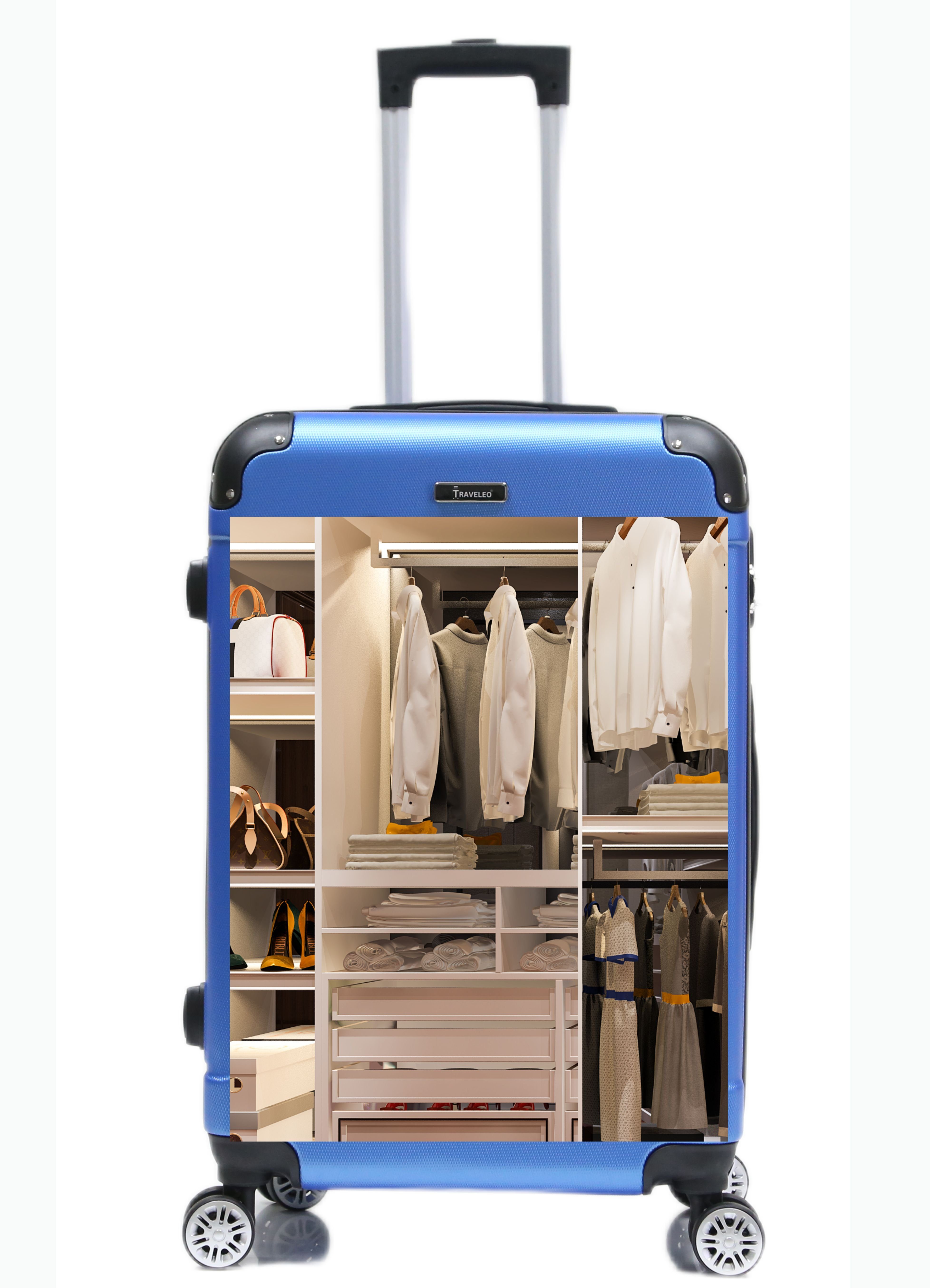 Cheffinger Trolley 3 Blau Kofferset tlg) (3 tlg Koffer Kofferset Handgepäck, Hartschale Set Reisekoffer