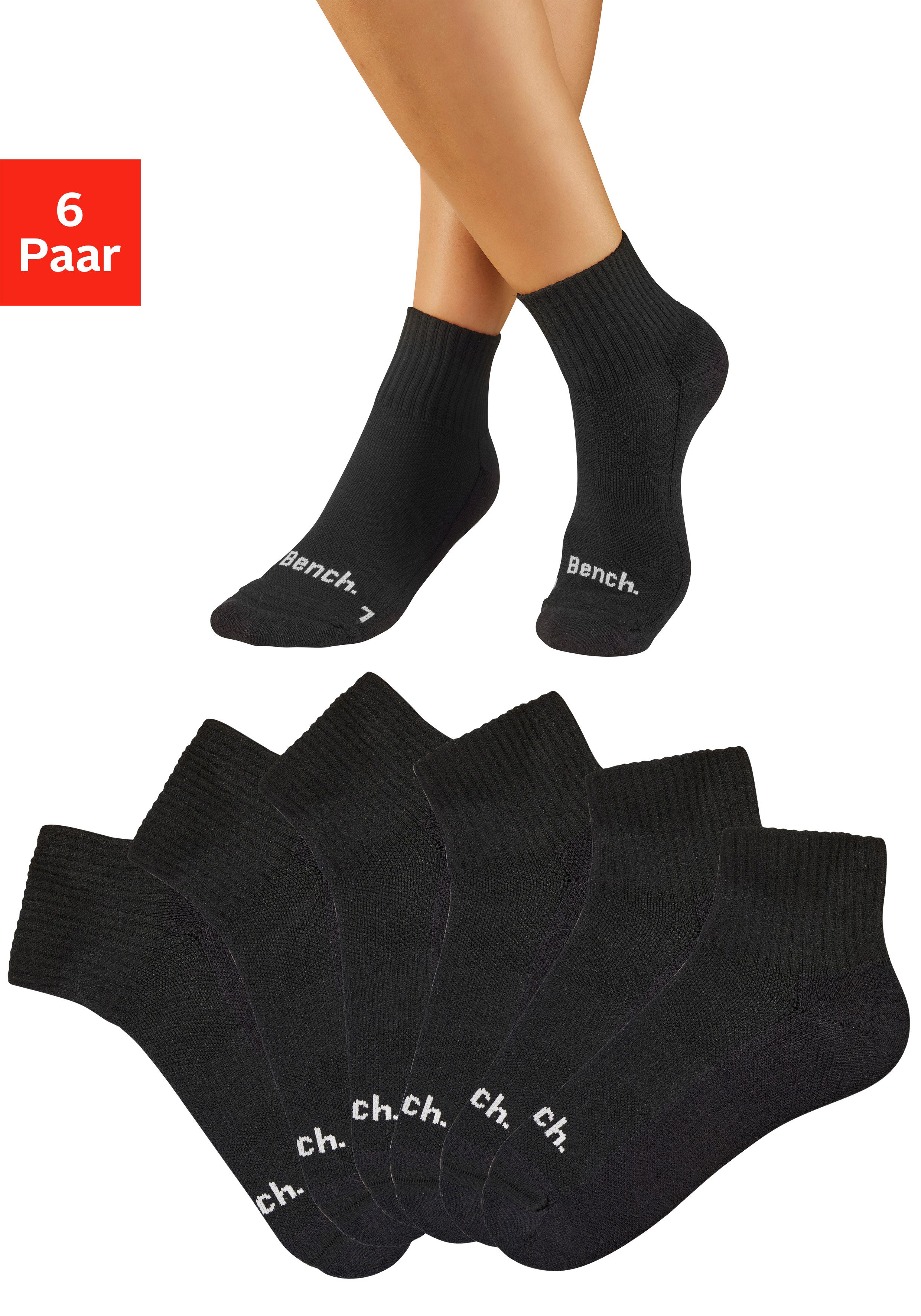Bench. Kurzsocken Sportsocken Antiblasensocken für Damen Herren (Packung, 6-Paar, Gr. 35-38 bis 43-46) doppellagig, beugt Blasen vor