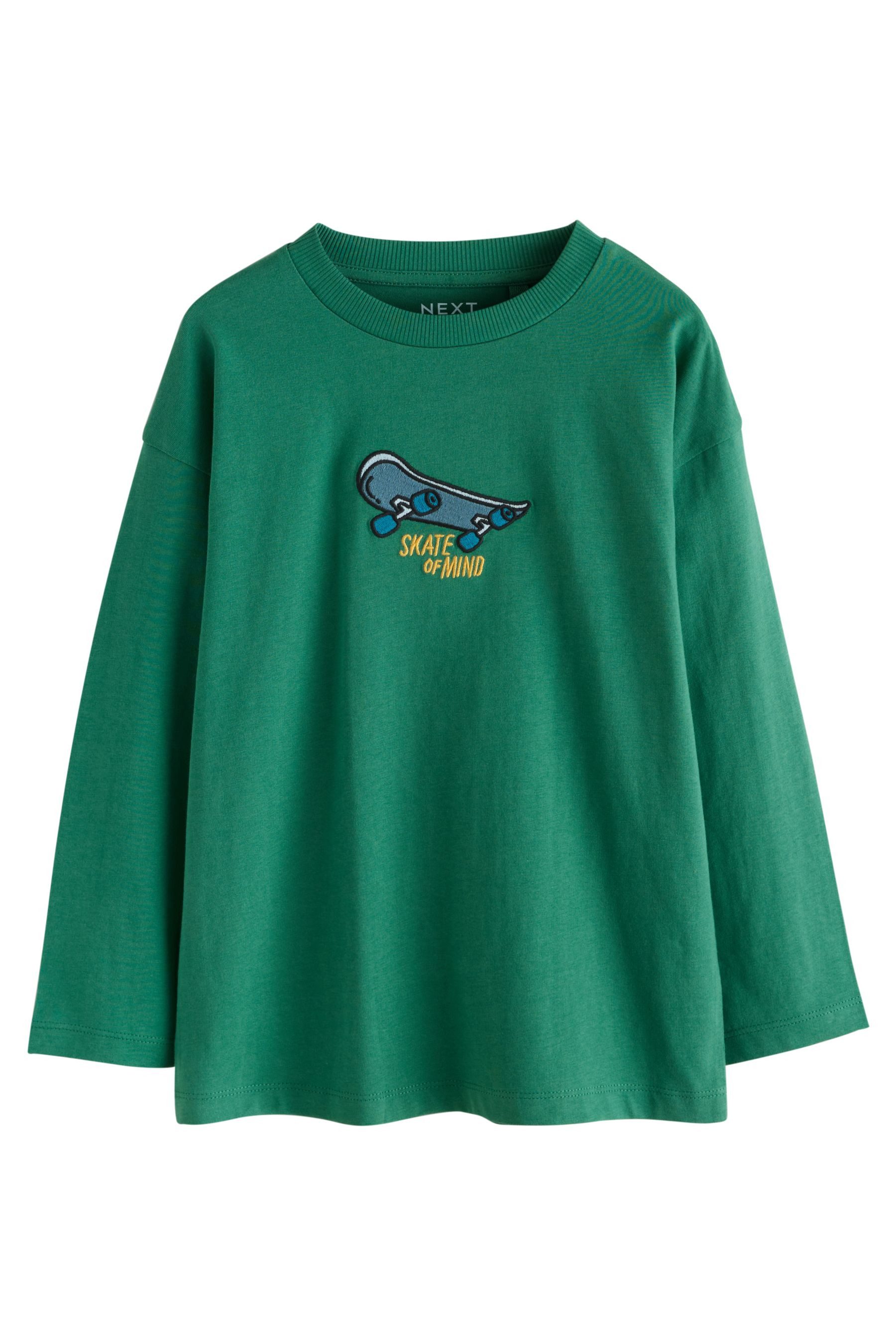 Next Langarmshirt Relaxed Fit Langarmshirt mit Print aus Baumwolle (1-tlg)