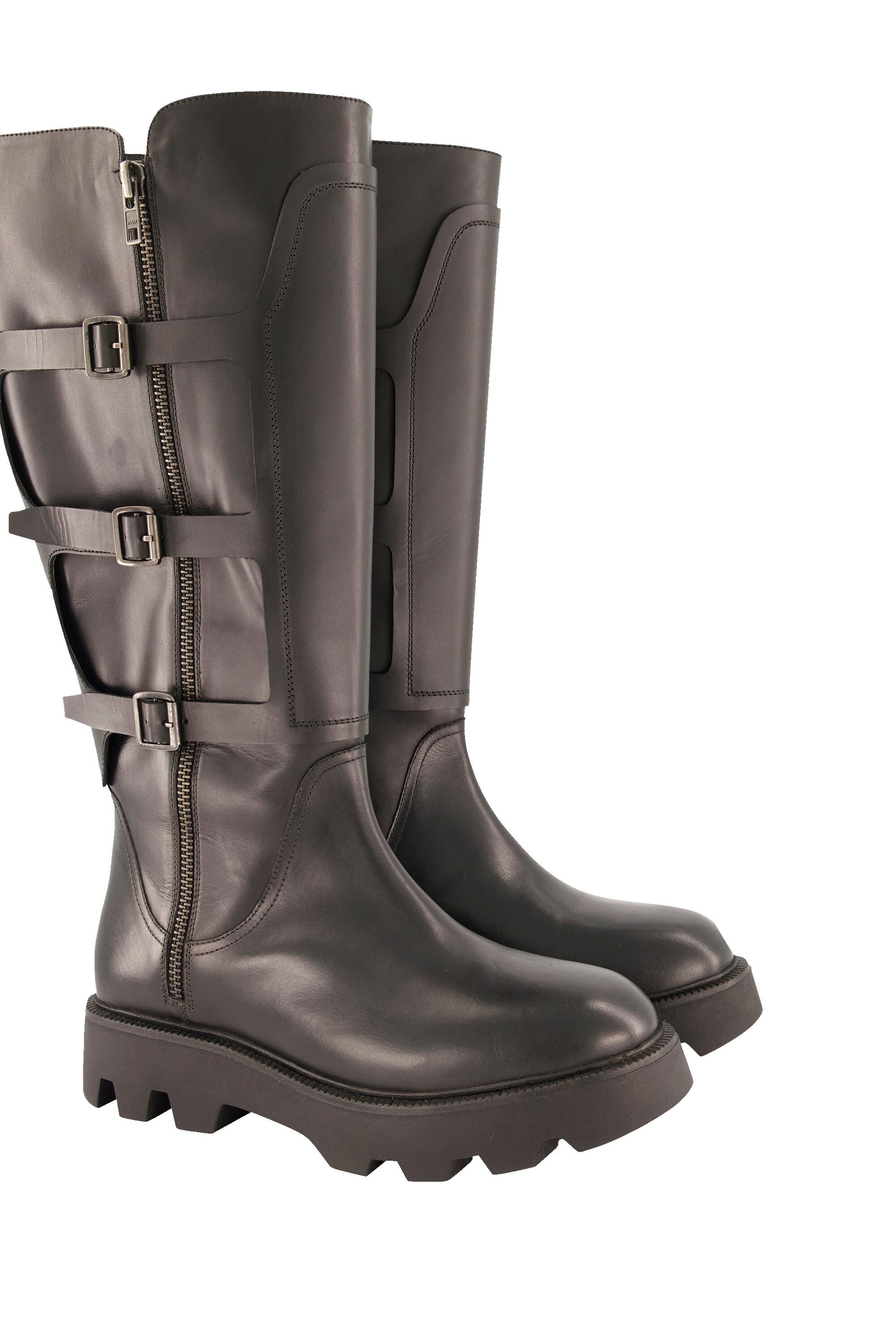 Ulla Popken Leder-Bikerstiefel XL-Schaft Weite H Stiefel günstig online kaufen