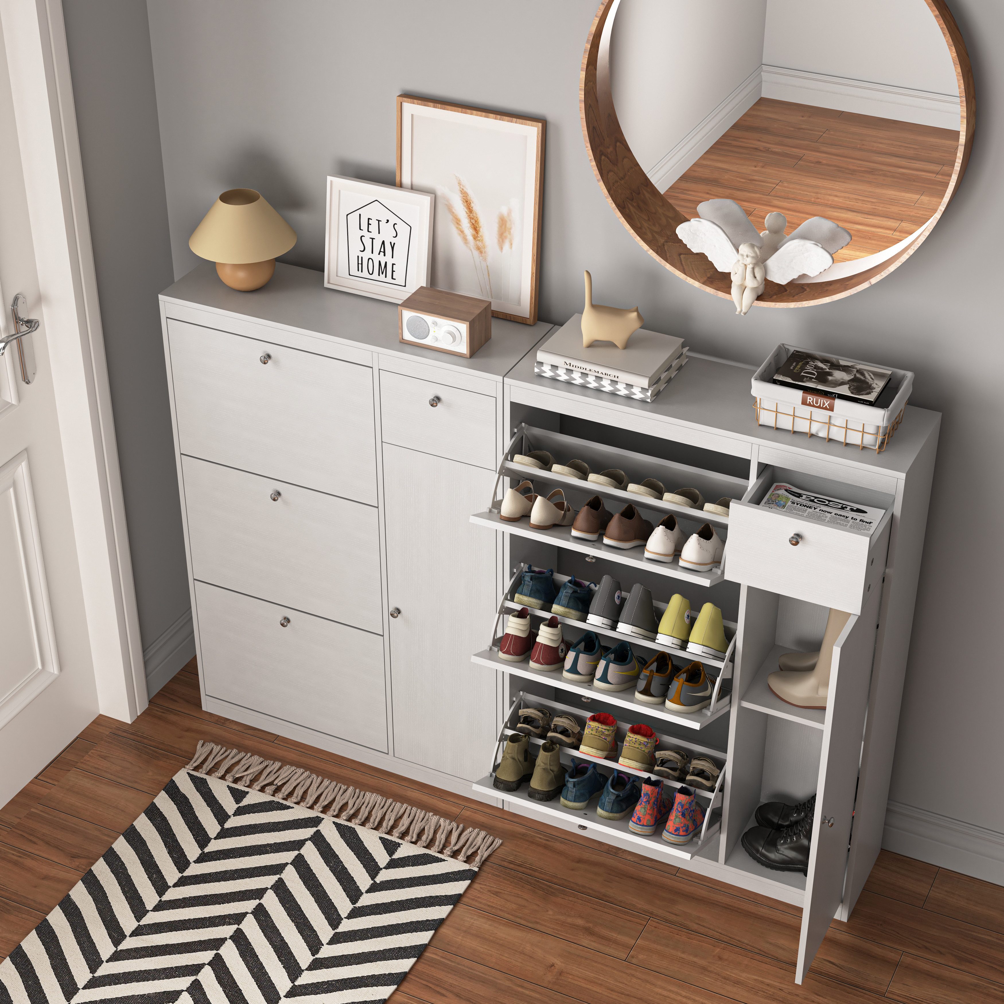 STILVORA Schuhschrank mit Klappschubladen,Flurschuhschrank Schuhregal mit günstig online kaufen