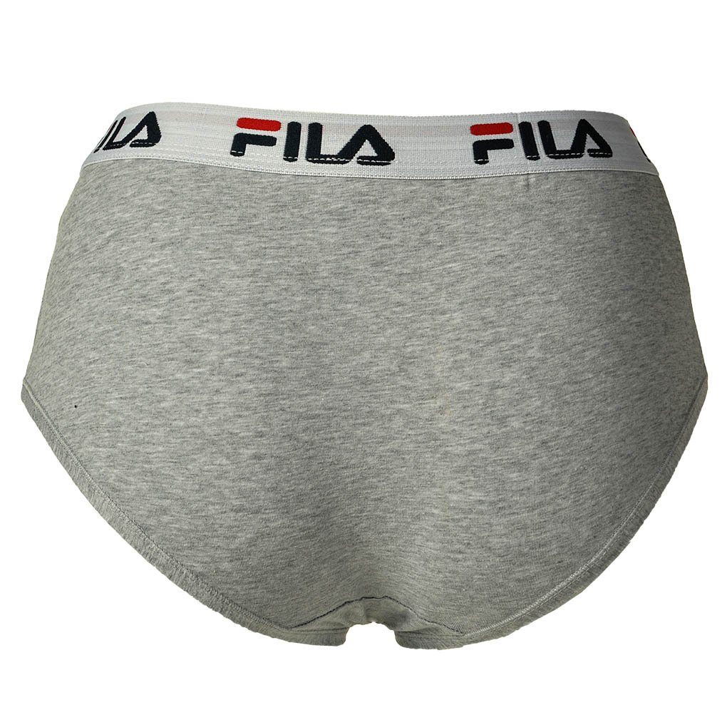 Damen - Slip, Logo-Bund, Fila Panty Pack Schwarz/Grau 4er Hipster Cotton