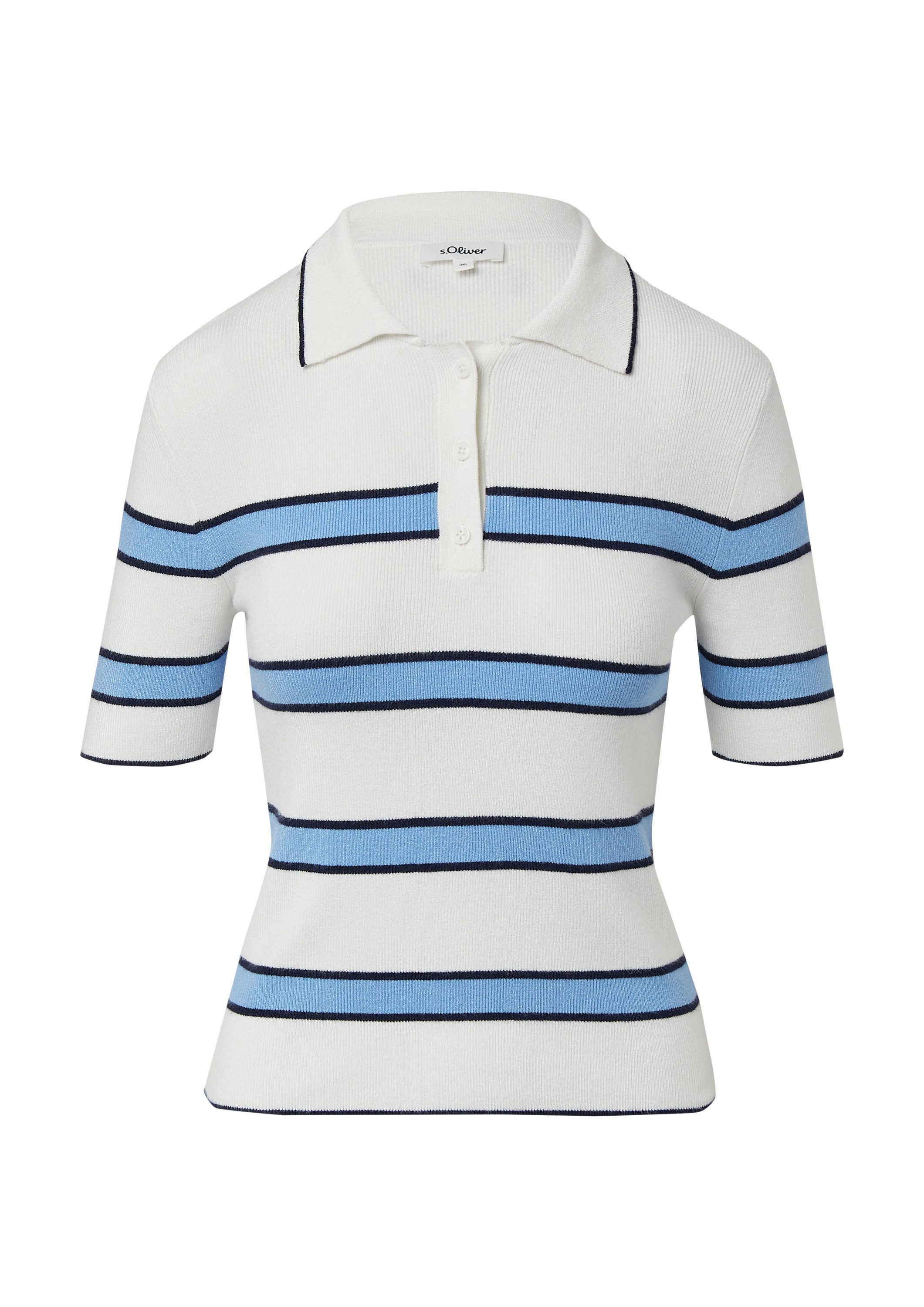 s.Oliver Kurzarmpullover Strickpullover Verkürztes Strick-Polo im Slim Fit günstig online kaufen