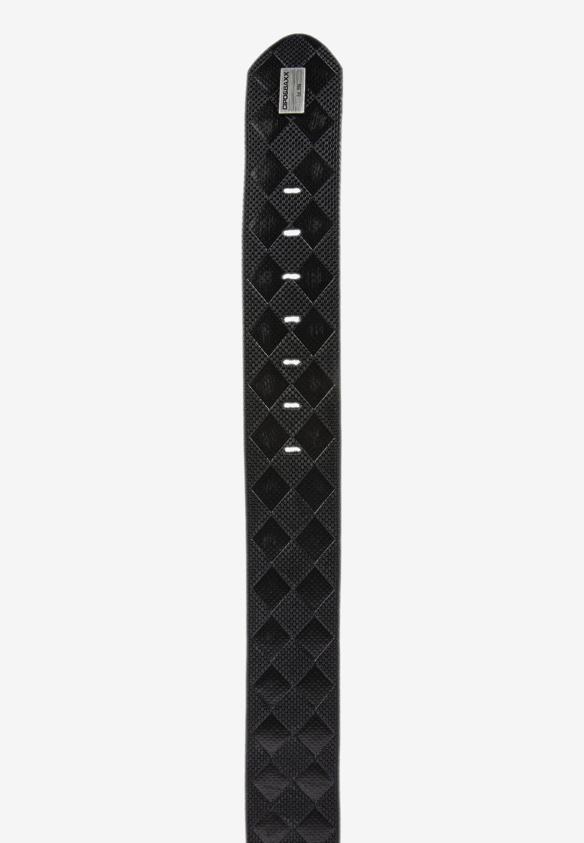 Cipo & Baxx Ledergürtel mit schicker Rauten-Prägung schwarz