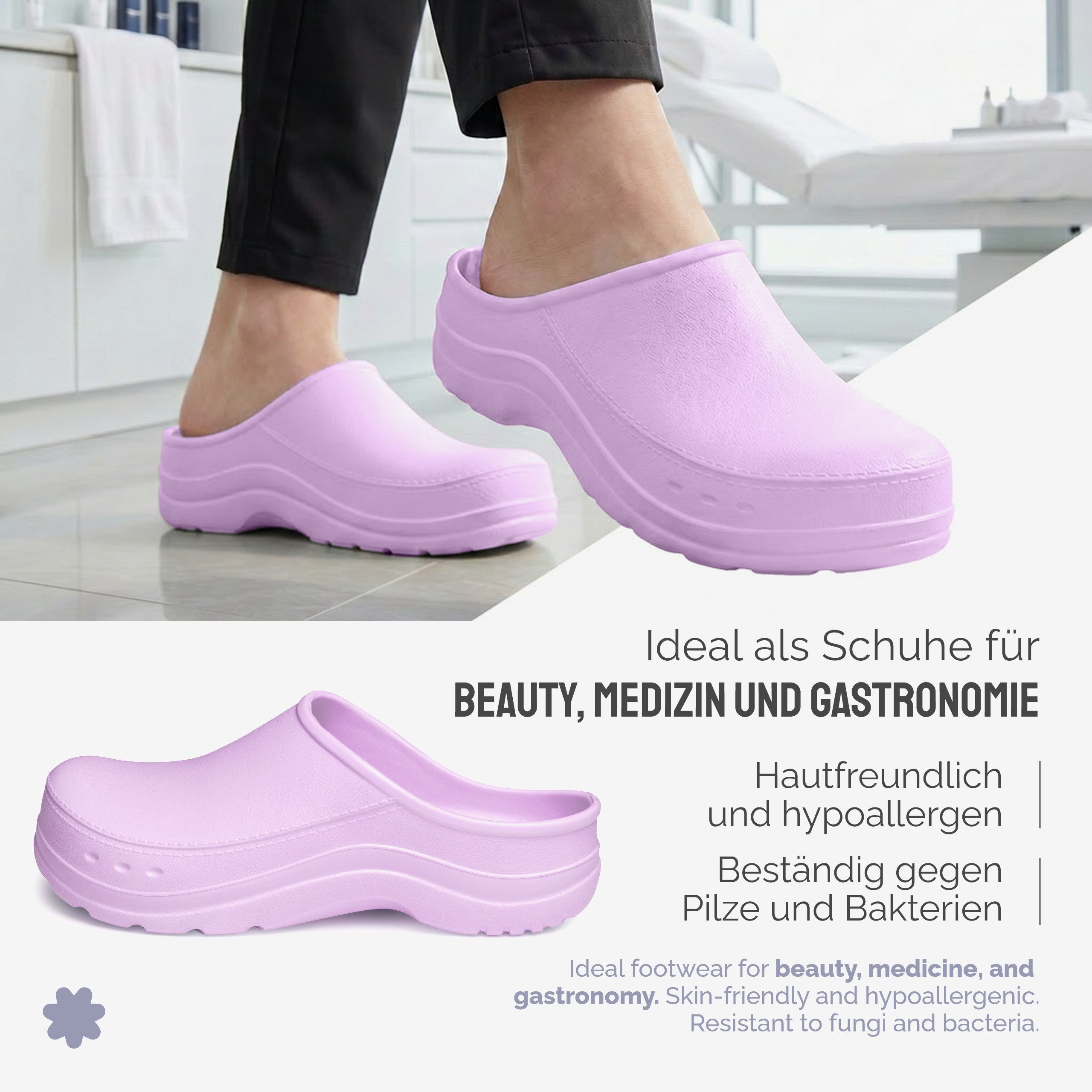 Ladeheid Gartenclogs für Damen Ultraleicht EVA Gartenschuhe LA-CA-25 Clog (38 EU, Helllila) Wasserdicht & Flexibel – Bild 5 von 5
