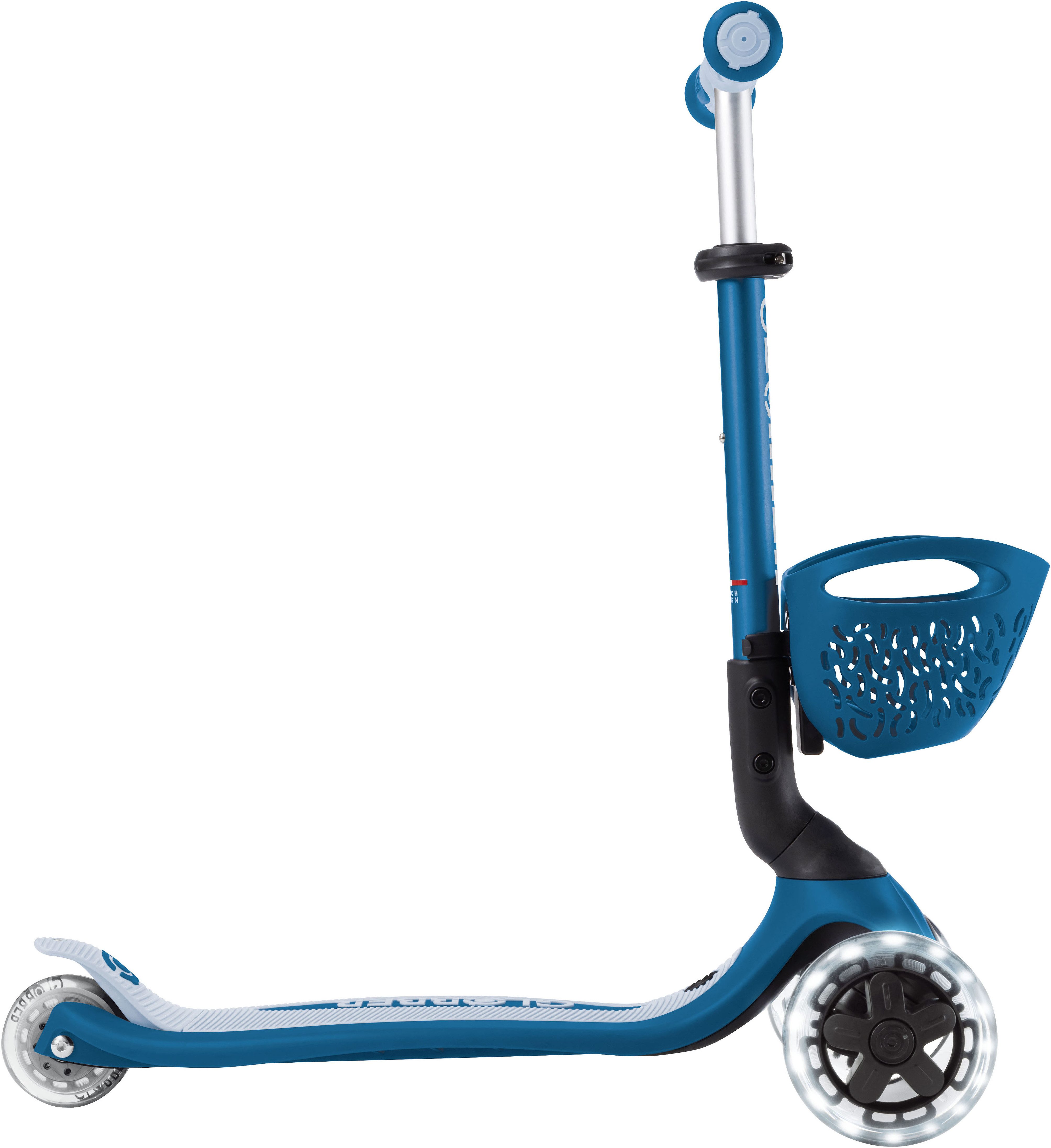 Globber Tretroller GO-UP BABY 360 LIGHTS, mit Leuchtrollen und Leuchtmodul, Aufsitzrad, Laufrad und Scooter in Einem – Bild 5 von 5
