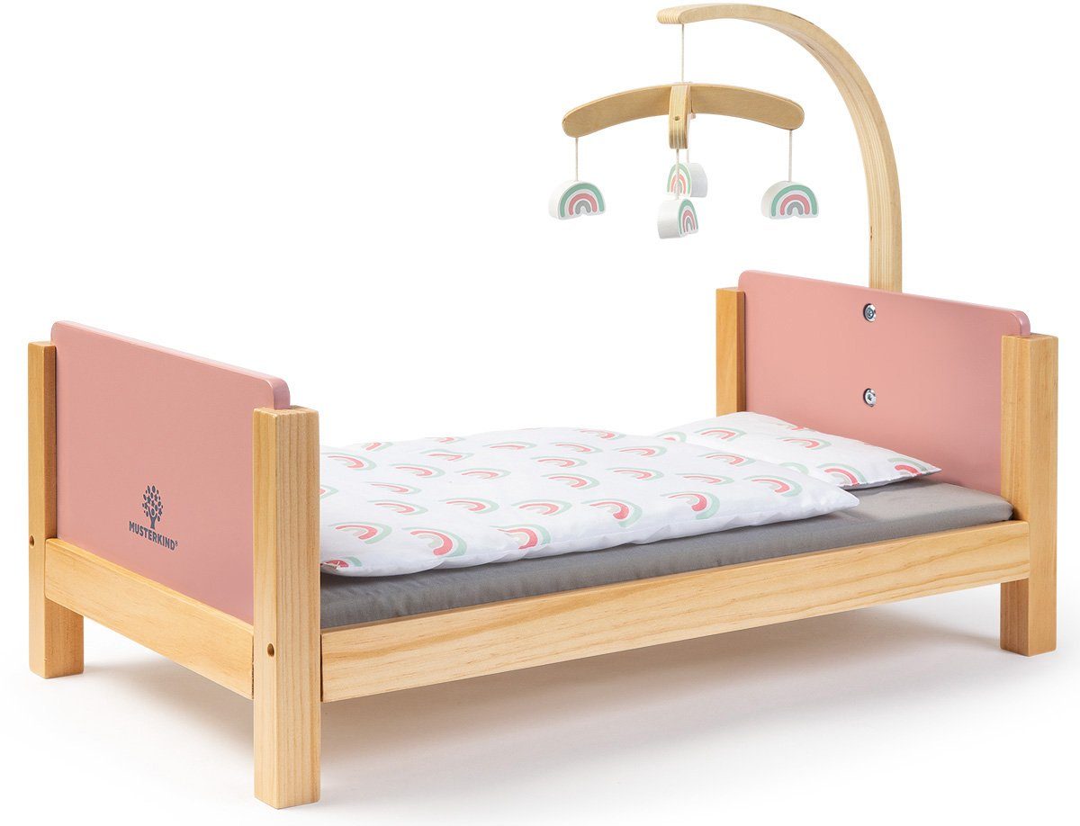 MUSTERKIND® Puppenbett Barlia, altrosa/natur, mit Mobile günstig online kaufen