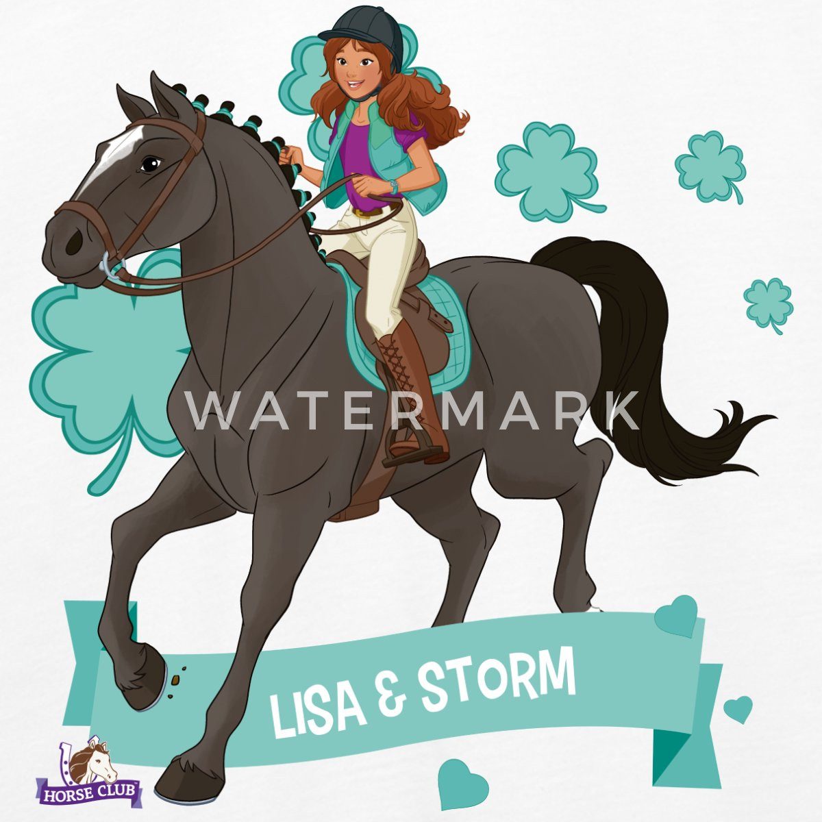 Spreadshirt T-Shirt Schleich Horse Club Lisa & Storm reiten aus Teenager Premium Langarmsh (1-tlg)