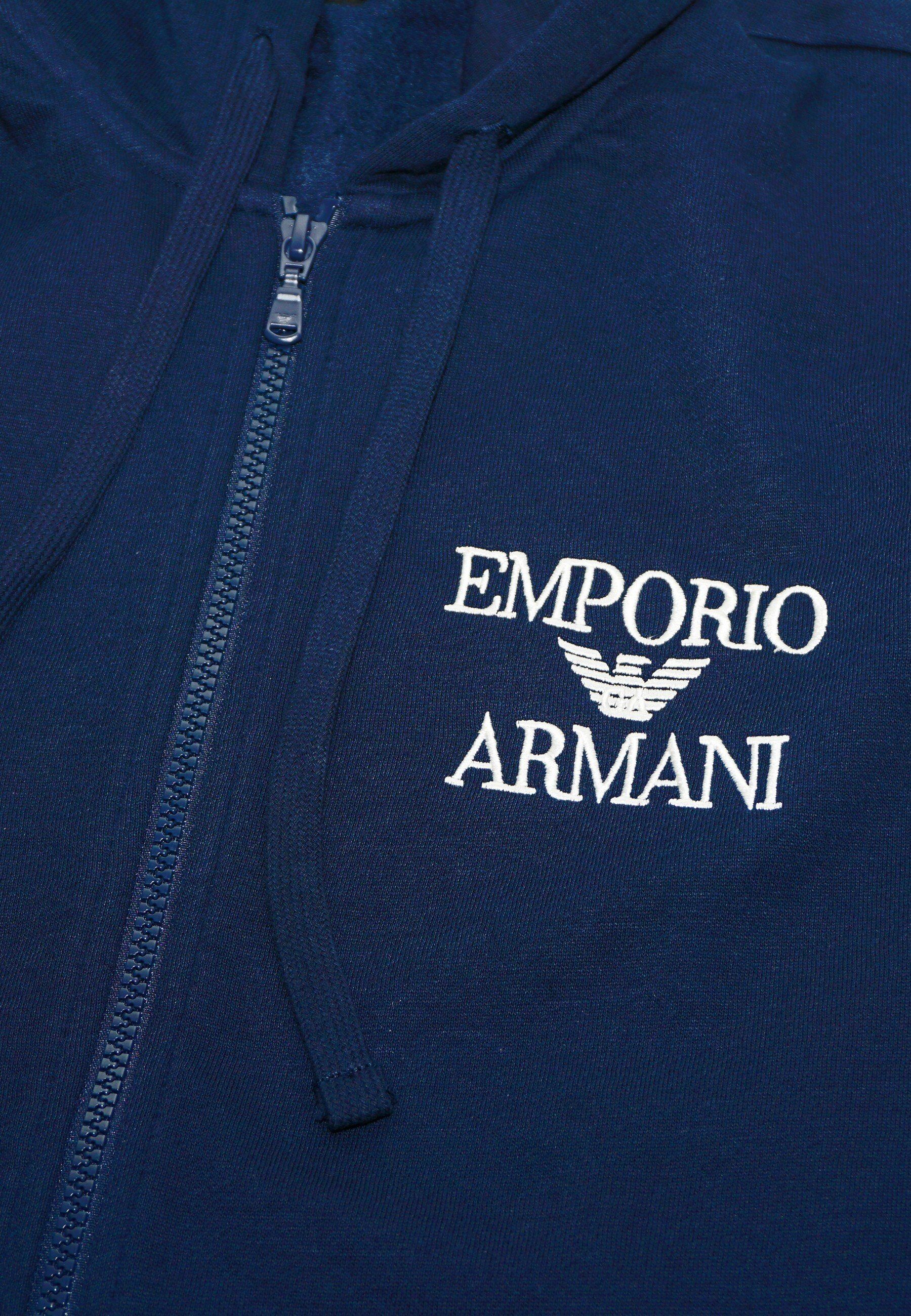 Knit Sweatshirt (1-tlg) Kapuze Emporio dunkelblau Sweatjacke mit Hoodie Armani