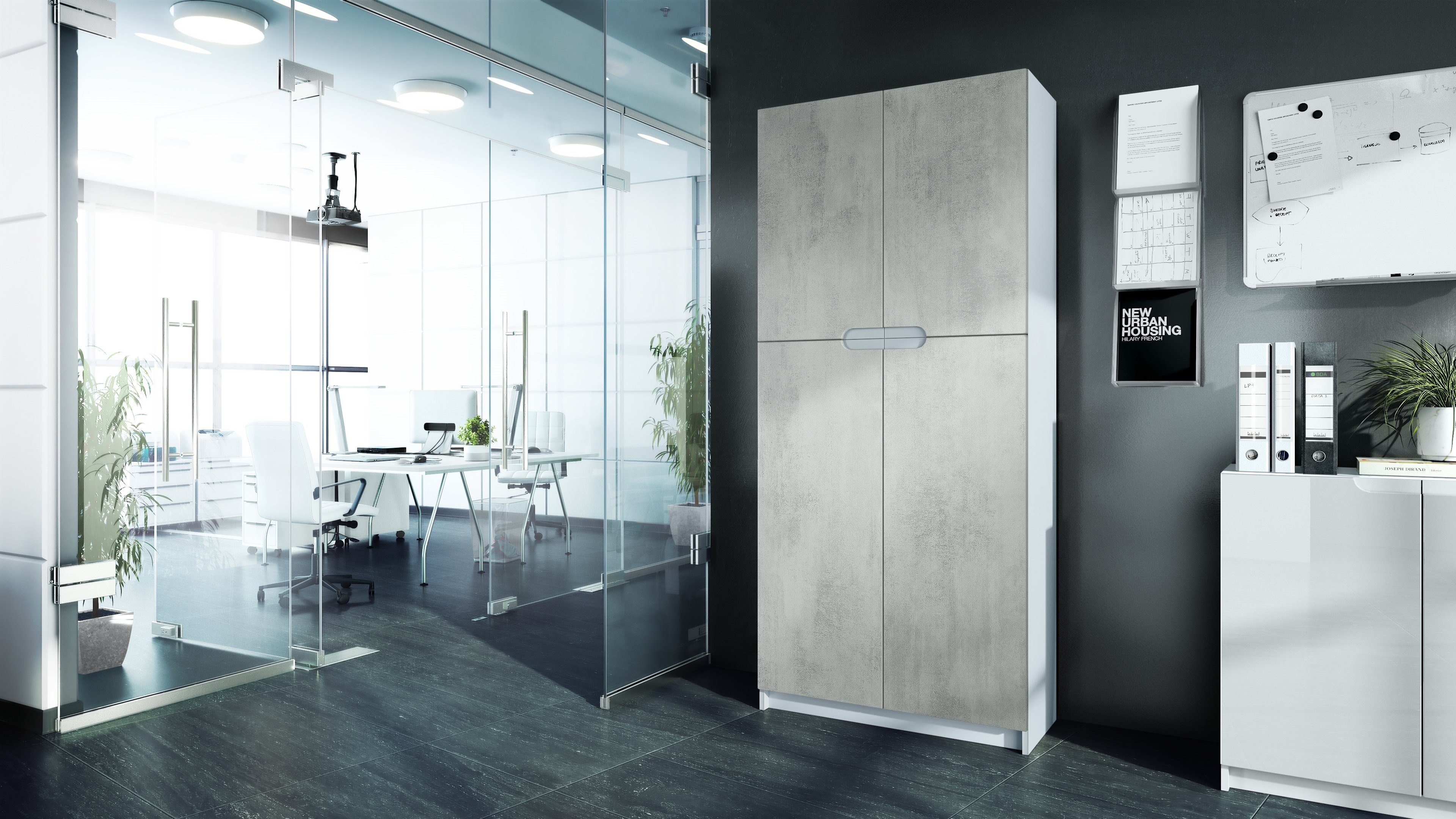 Vladon Aktenschrank Logan (Aktenschrank, mit 5 Fächern und 4 Türen) Weiß ma günstig online kaufen