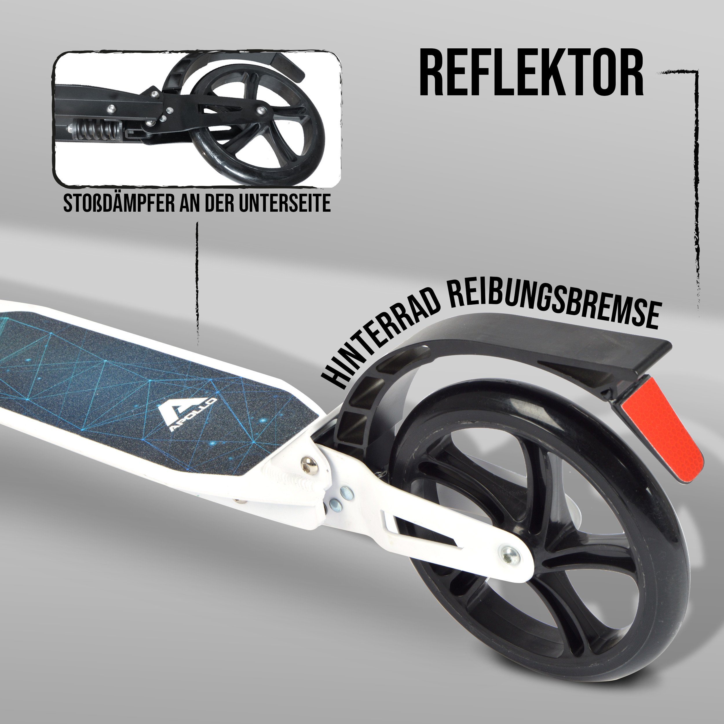 Apollo Cityroller City Scooter klapp- und höhenverstellbar Spectre, klapp- und höhenverstellbar