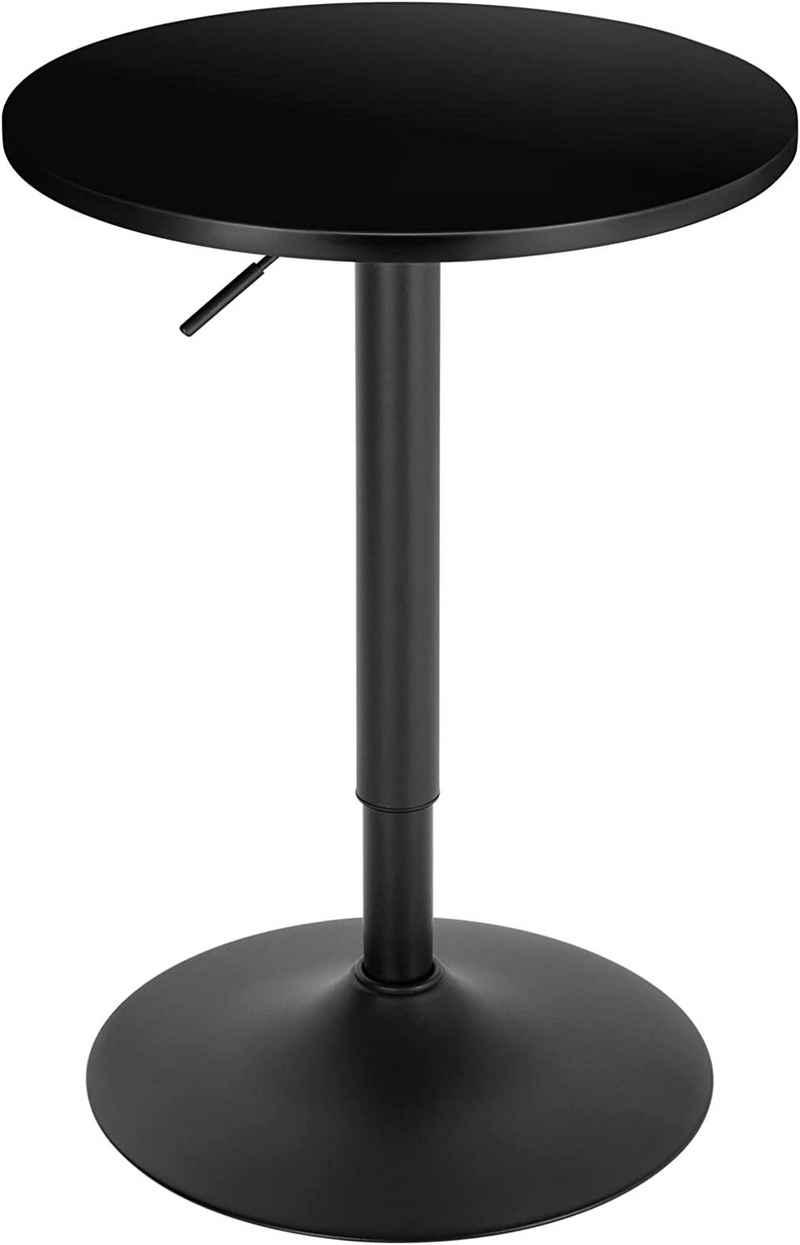 Woltu Bartisch (1-St), runde höhenverstellbare Tischplatte, aus MDF Metall, Schwarz