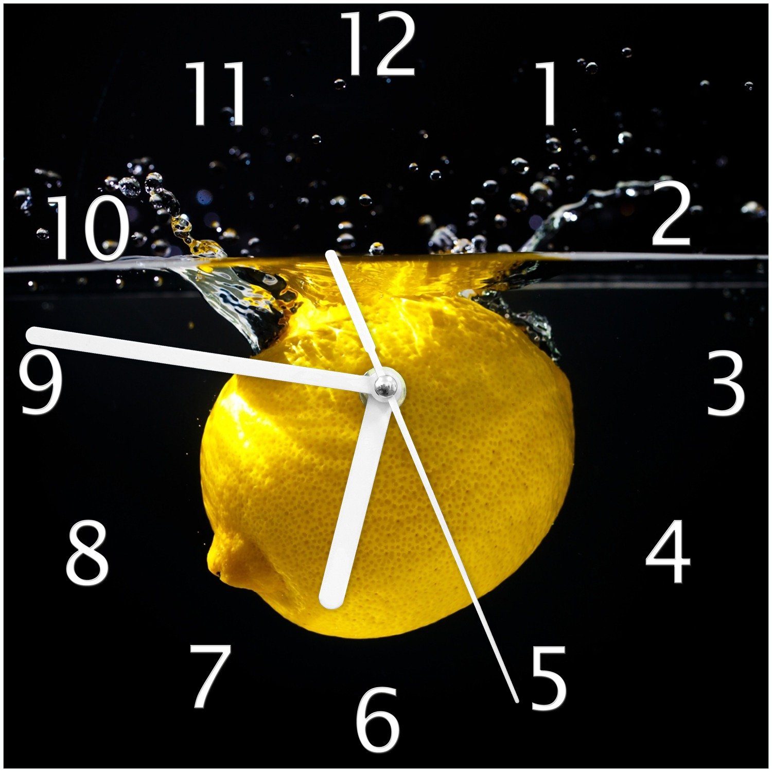 Wallario Wanduhr Zitrone im Wasser - günstig online kaufen