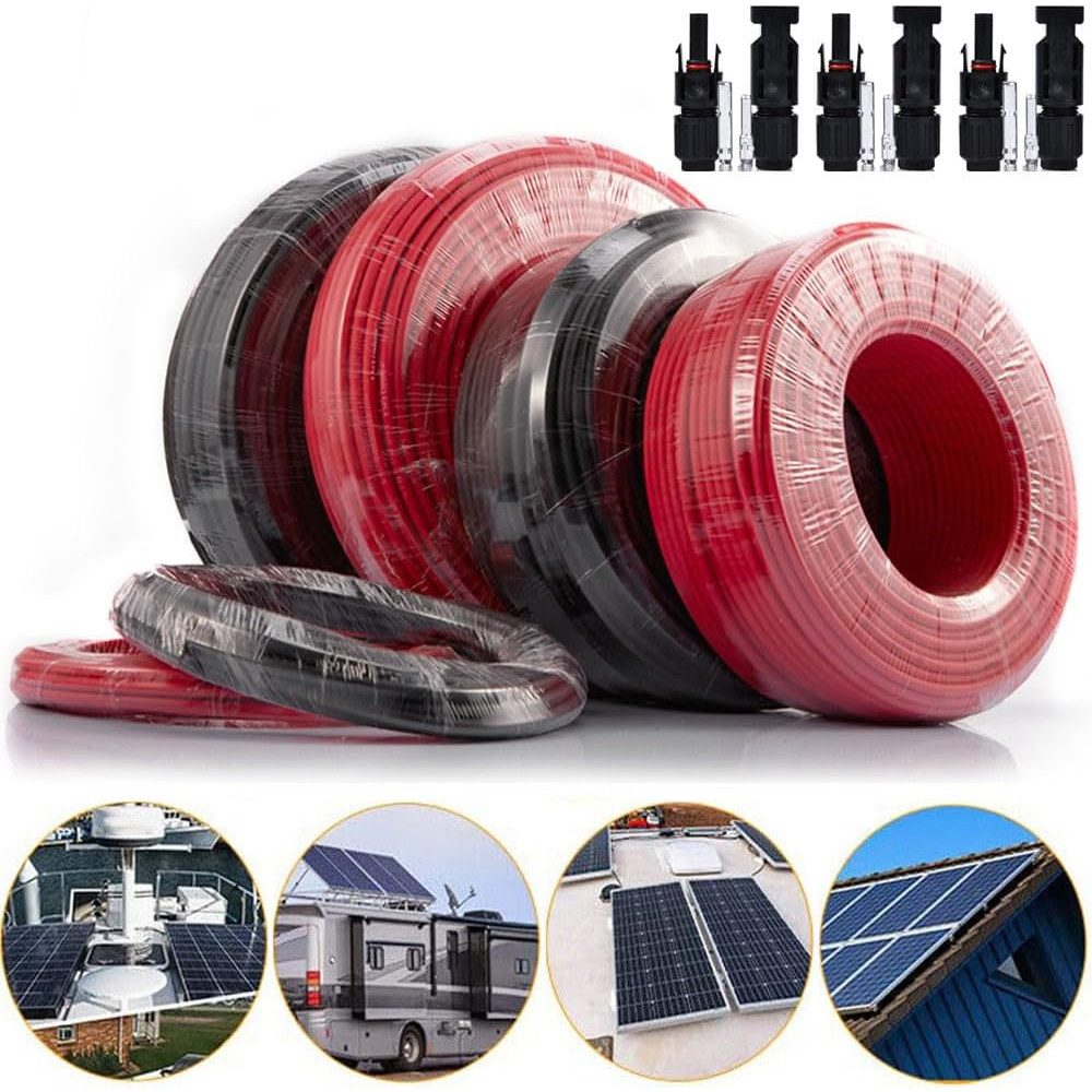 XERSEK Solaranlage 2X Schwarz+Rot Solarkabel 4mm² 6mm² 10mm² Photovoltaik 30A/65A Stecker, (10m 25m 50m 100m), 1500V DC, PV-Anlage,Kupferverzinnung Photovoltaik – Bild 2 von 5