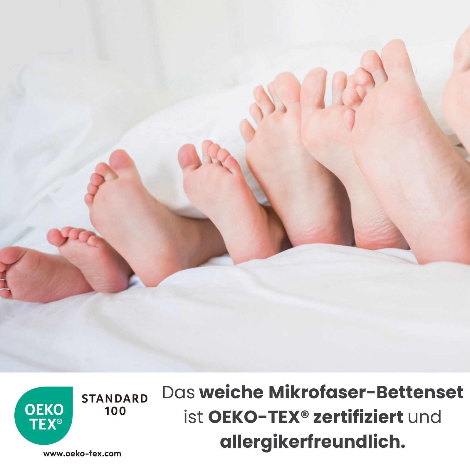wometo Microfaserbettdecke + Kopfkissen 2er Set Bettdecke 155x220 cm und Kopfkissen Basic (Bettenset), OEKO-TEX®, 2 Ganzjahres-Bettdecken & 2 Kopfkissen, Übergr – Bild 3 von 5