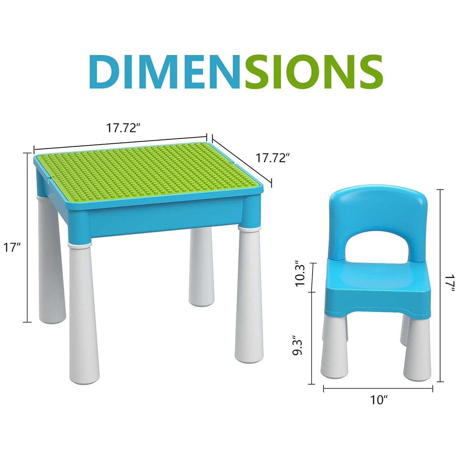 TUWENA Kindertisch 5-in-1-Kinder-Aktivitäts-Tischset mit 128 Teile Bausteinen Spielzeug, Spieltisch Enthält 1 Stuhl und Bausteintisch mit Aufbewahrung – Bild 5 von 5