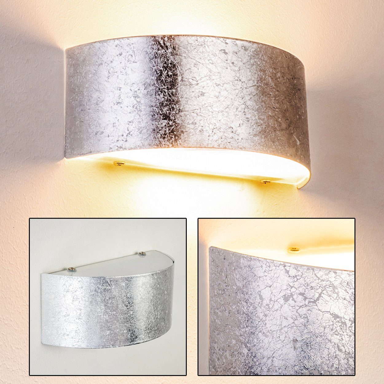 Metall/Glas moderne Up Silber, Lichteffekt aus mit 2xG9, Wandlampe mit in hofstein Innen Wandleuchte ohne »Bossare« Leuchtmittel, & Down-Effekt,
