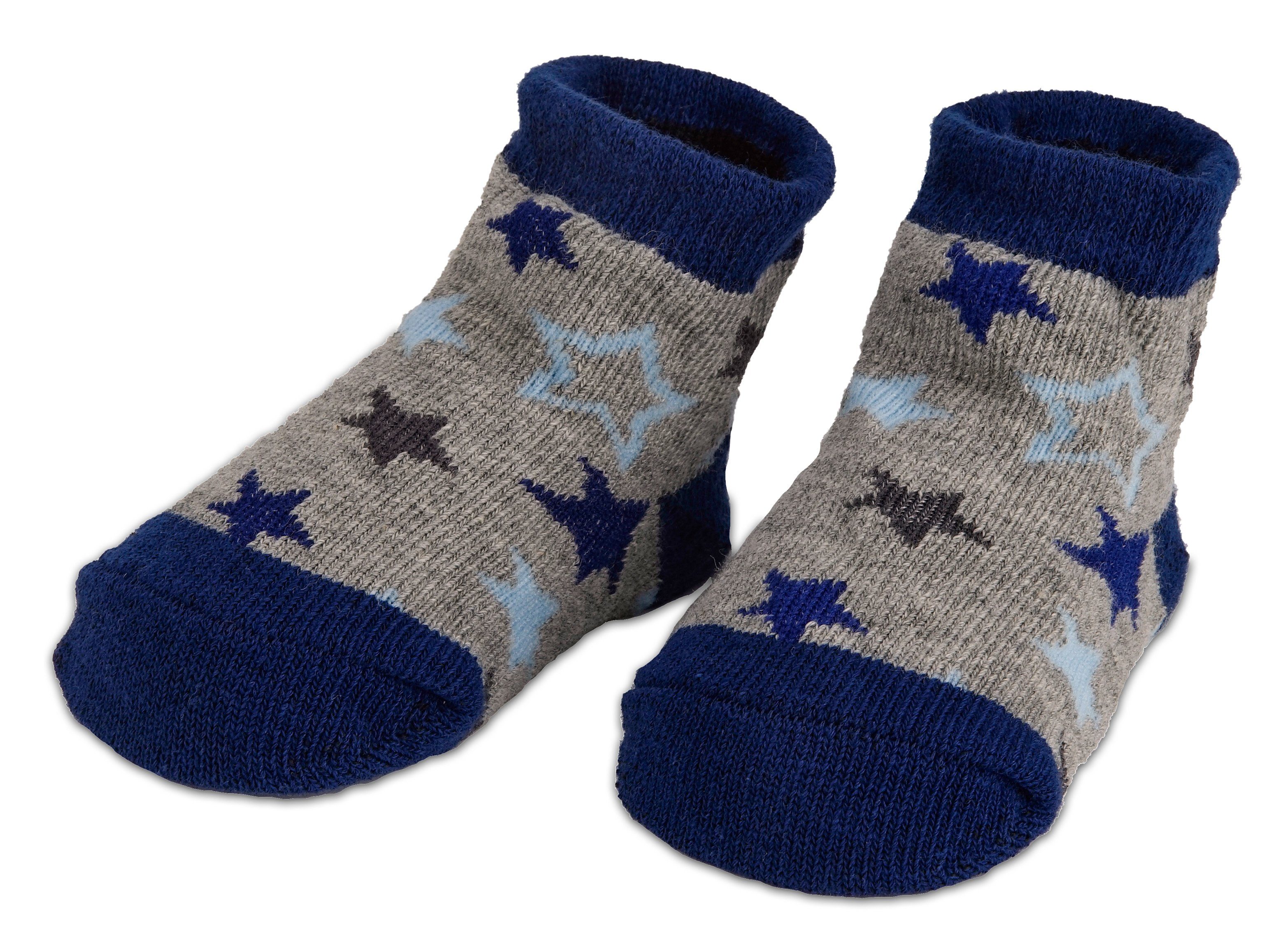 BRUBAKER Socken Babysocken für Jungen und Mädchen 0-12 Monate (4-Paar, Baumwollsocken mit Raketen und Sternen) Baby Geschenkset für Neugeborene in Geschenkverpa – Bild 3 von 5