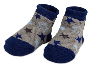 BRUBAKER Socken Babysocken für Jungen und Mädchen 0-12 Monate (4-Paar, Baumwollsocken mit Raketen und Sternen) Baby Geschenkset für Neugeborene in Geschenkverpackung mit Schleife