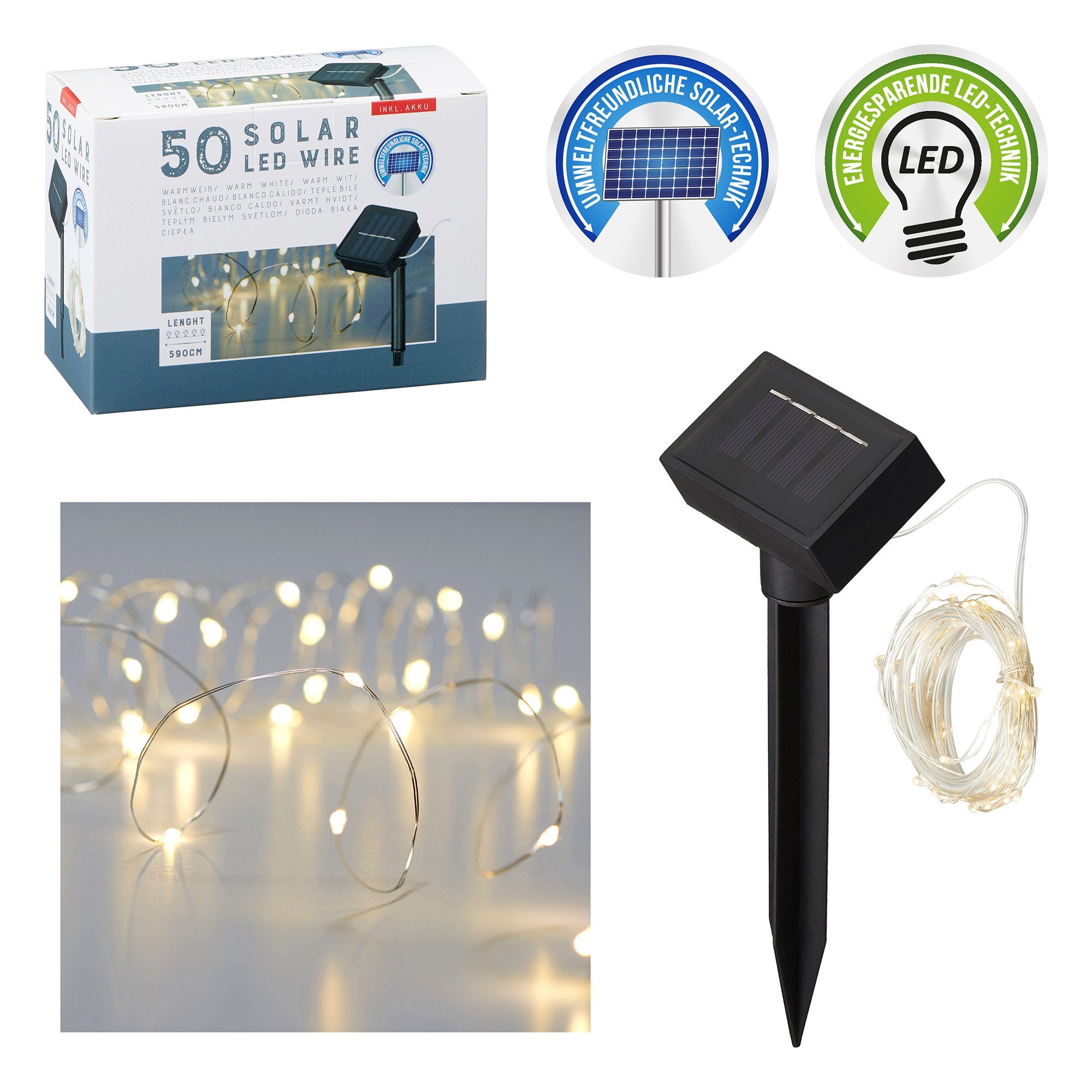 CEPEWA LED-Lichterkette 1x SOLAR LED-Lichterkette, 50x LED, 5.90m günstig online kaufen
