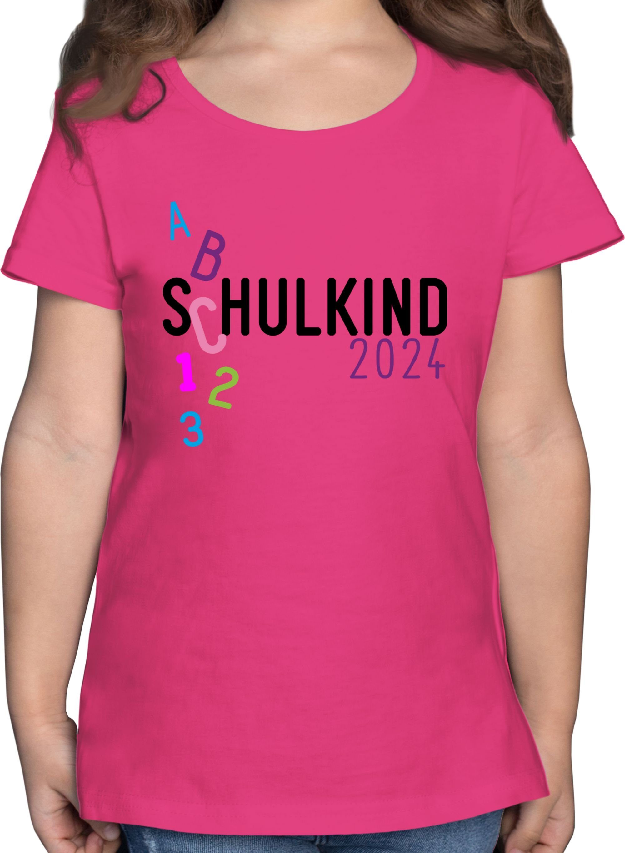 Shirtracer T-Shirt Schulkind 2024 ABC rosa Einschulung Mädchen