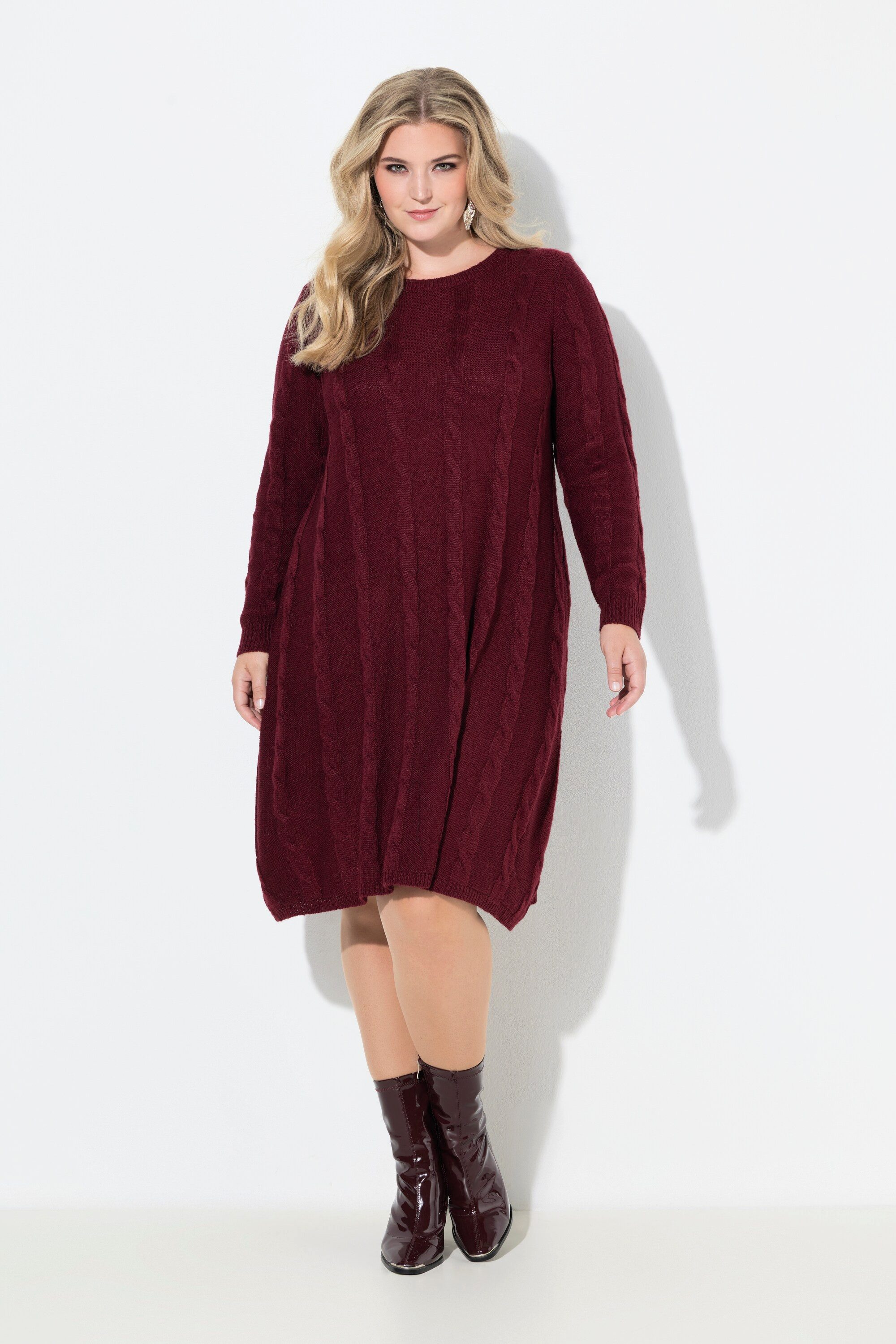 MIAMODA Strickkleid Strickkleid A-Linie Zopfmuster Langarm