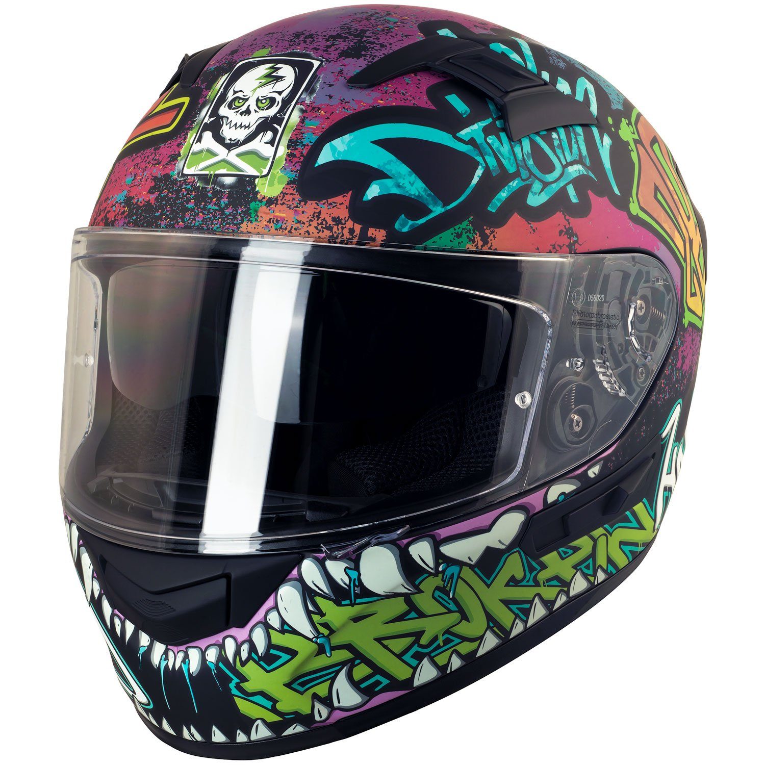 Broken Head Motorradhelm Broken Head Integralhelm InYourFace schwarz, Einzigartiger Graffiti-Look