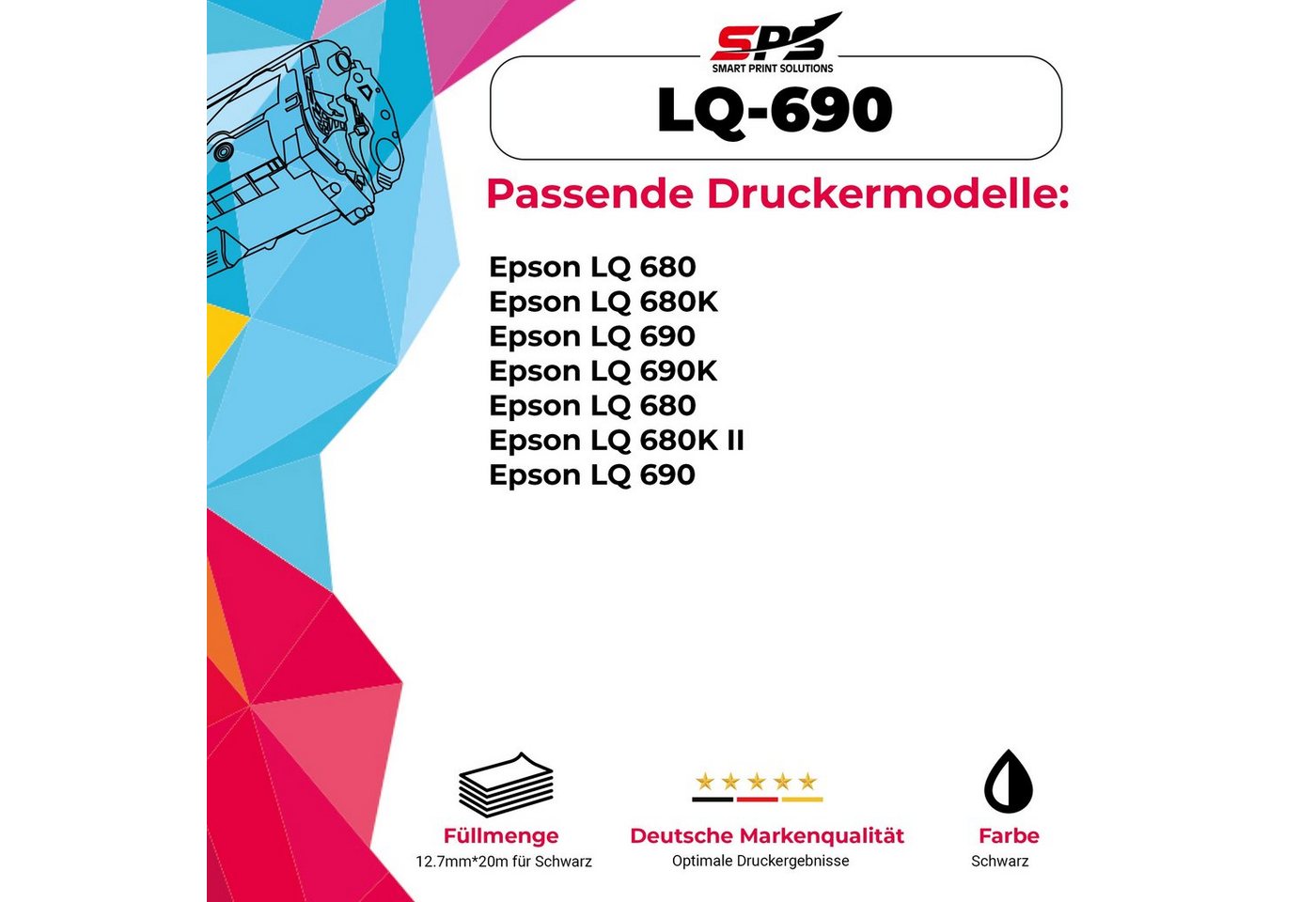 Thumbnail - SPS Beschriftungsband Kompatibel für Epson LQ 690 C13S015610