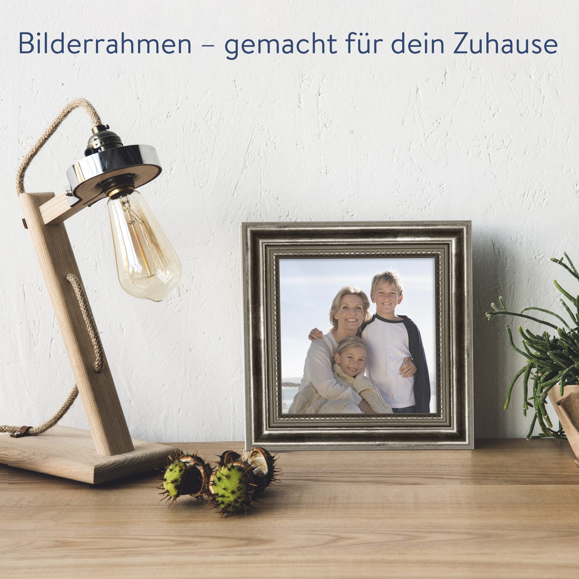 WANDStyle Einzelrahmen H450, Silber Bilderrahmen 10x10 Holz, Vintage Bilderrahmen Silber 10x10 cm