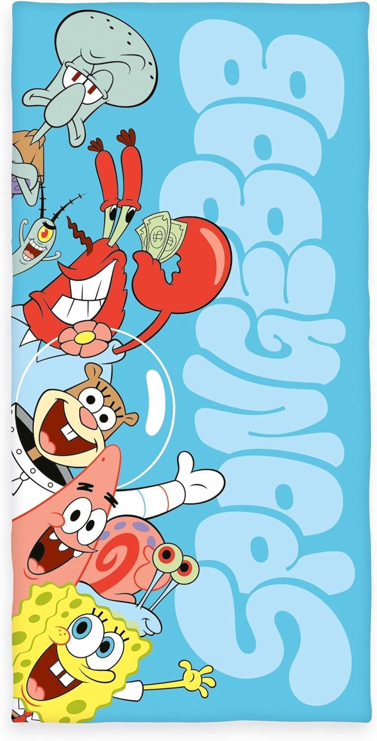 Herding Handtücher SpongeBob Velourstuch Badetuch Strandtuch 75 x 150 cm 100% Baumwolle, (1 Duschtuch, 1-St), Langlebig