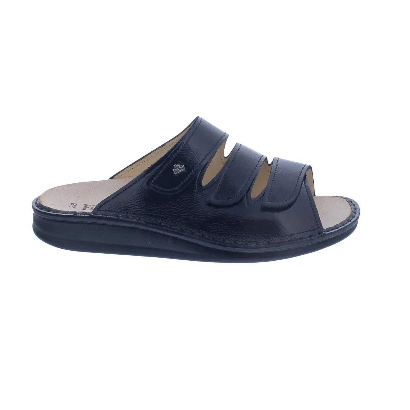 Finn Comfort Korfu - Pantolette, Classic, Knautschlack-Leder, Schwarz, Pantolette