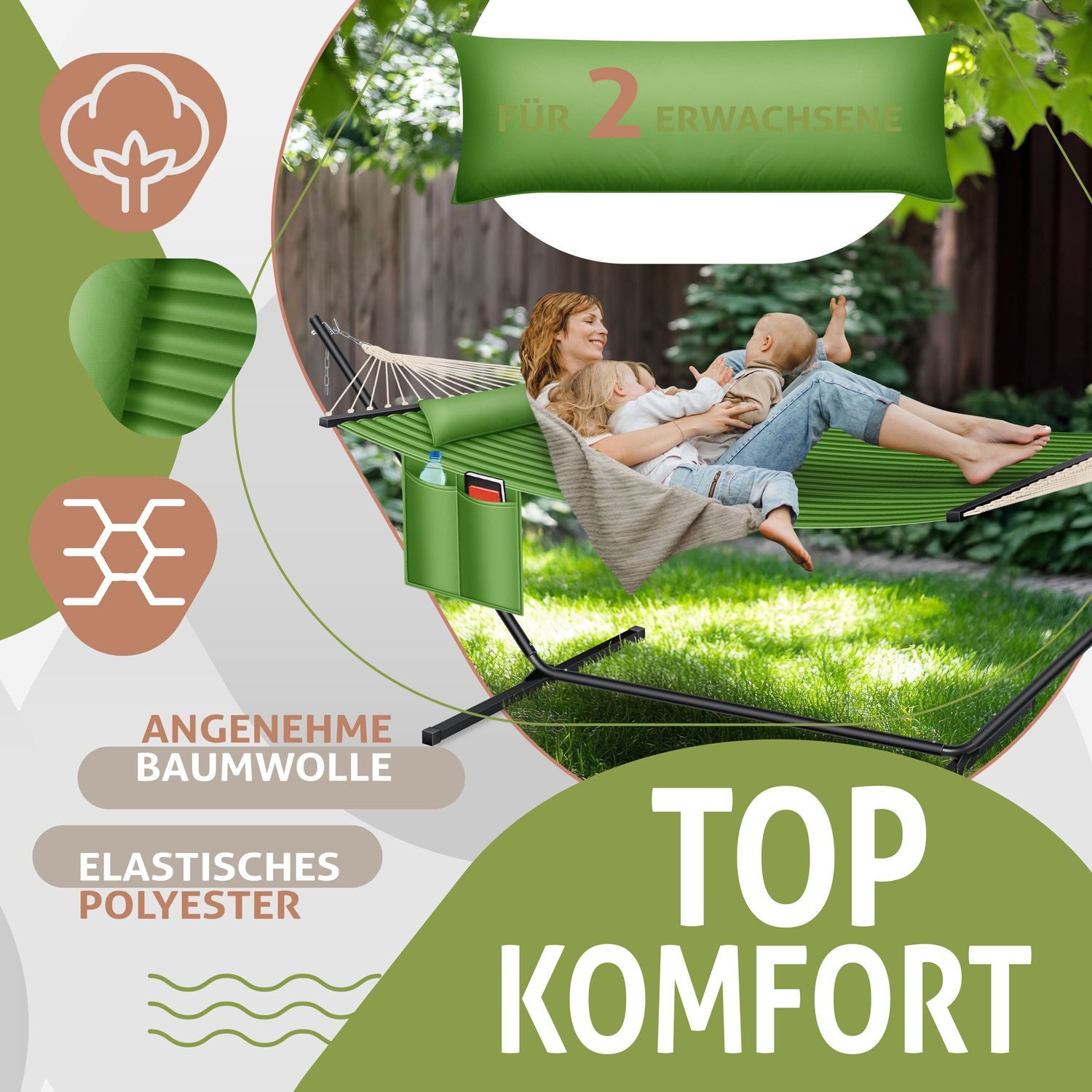 KESSER Hängematte, Hängematte HILL mit Gestell Kissen Doppelhängematte