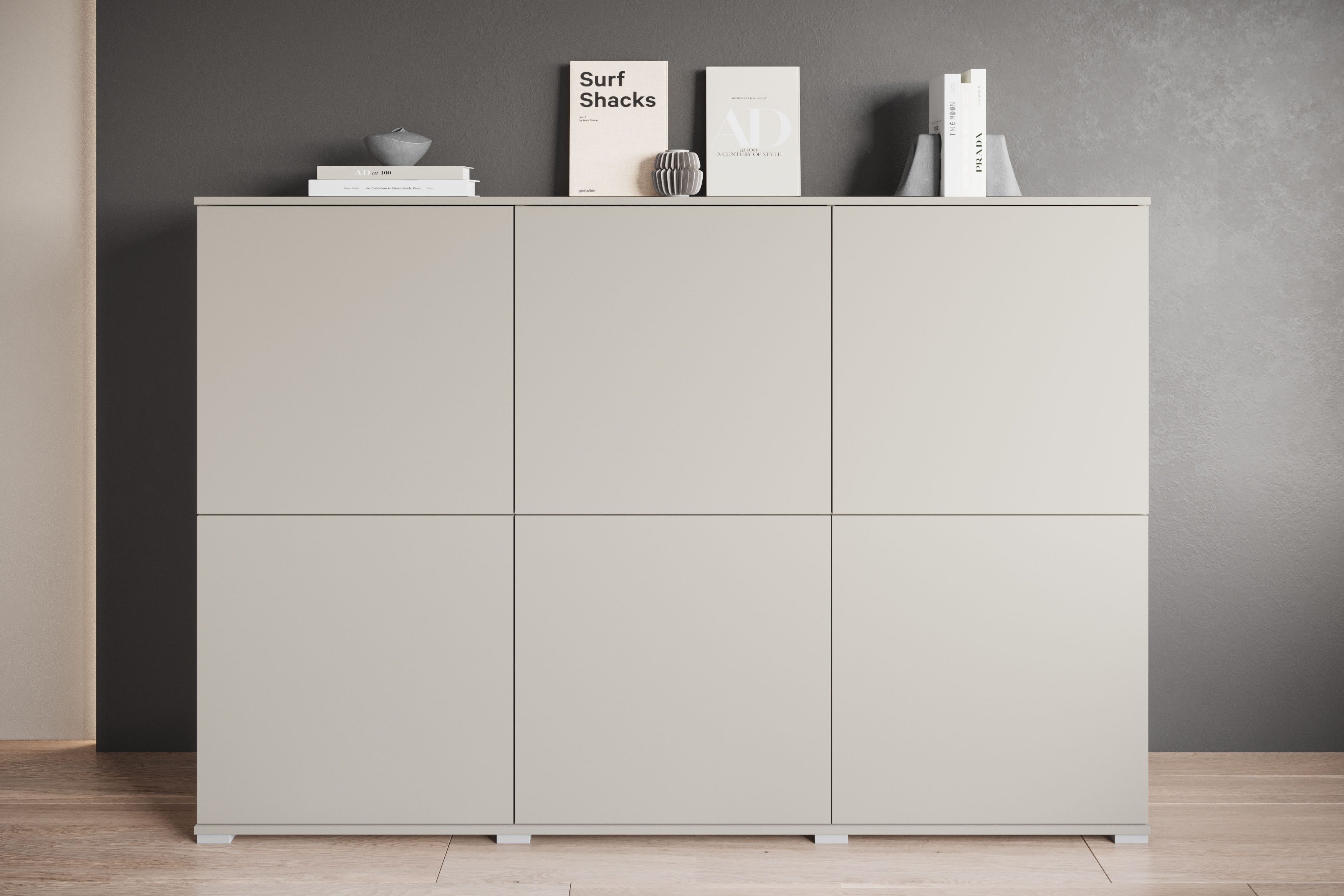 INOSIGN Highboard Kenia, moderne grifflose Hochkommode mit 6 Двері, Breite 180 cm (1 St), Push-to-Open-Fronten, höhenverstellbaren Полиці