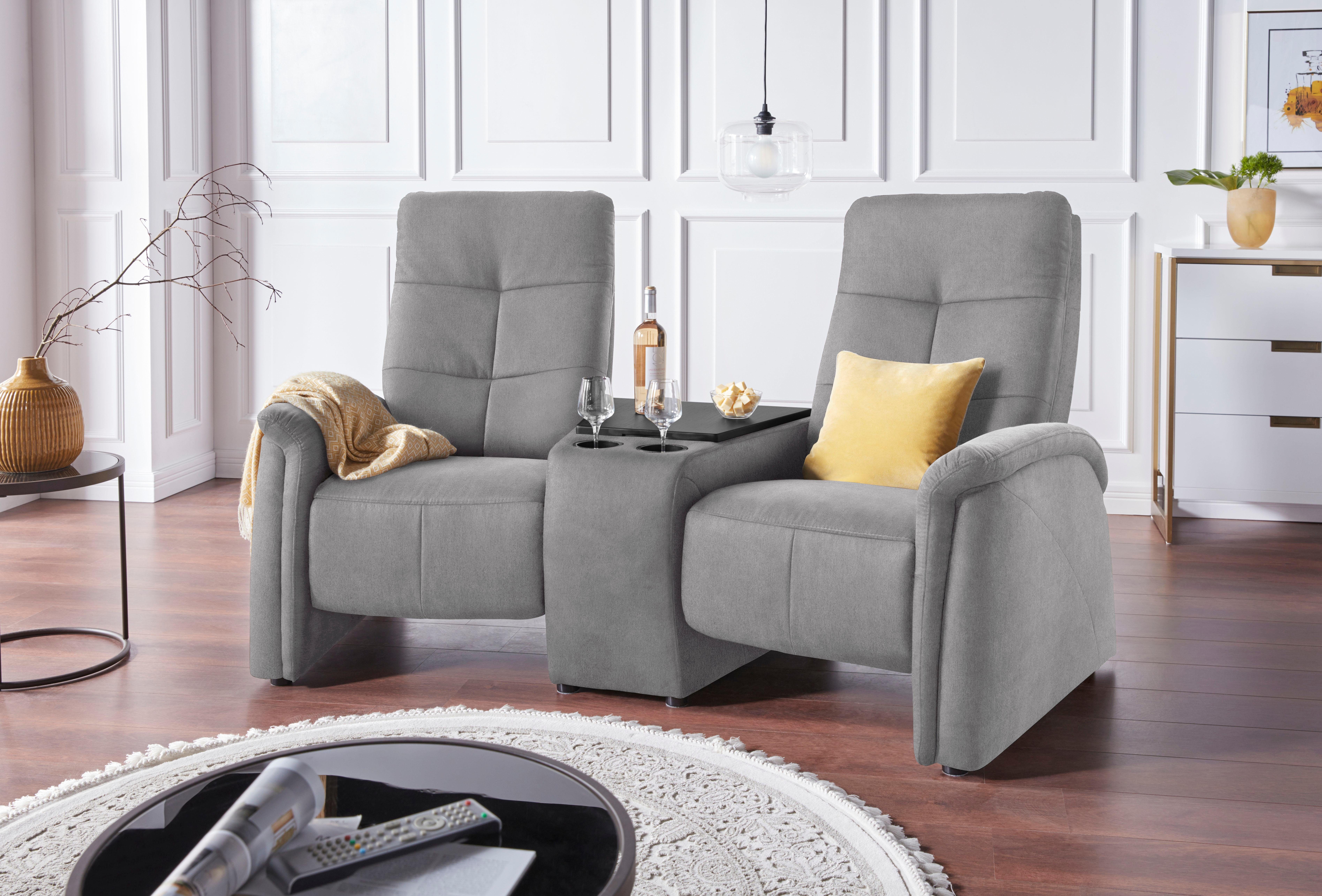 exxpo - sofa fashion 2-Sitzer Tivoli, Kinosofa mit Relaxfunktion, mit Ablagetisch und Stauraum, bequem und komfortabel