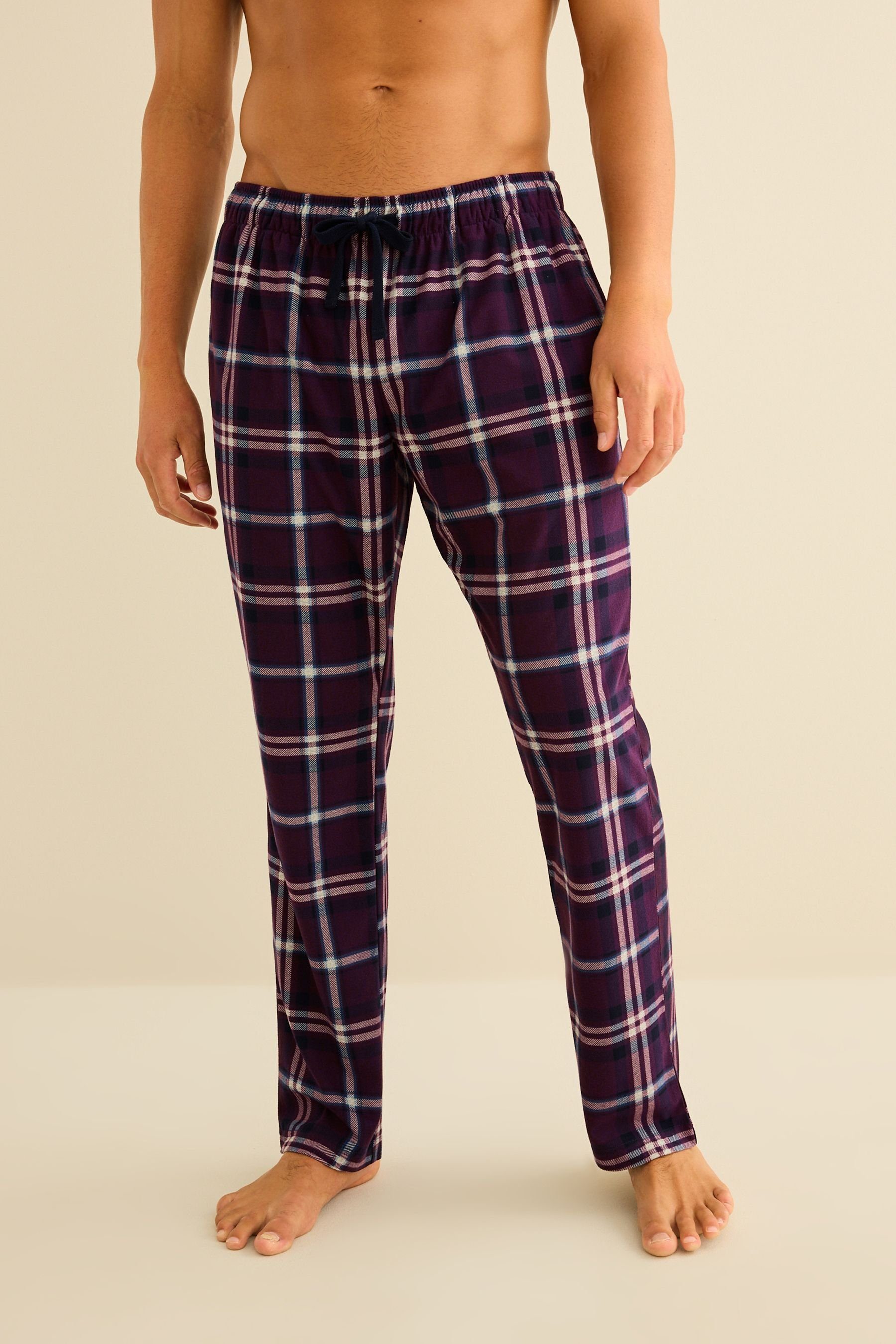 Next Pyjamahose Motion Flex Purple Schlafanzughose (1-tlg) Plum gemütliche Check