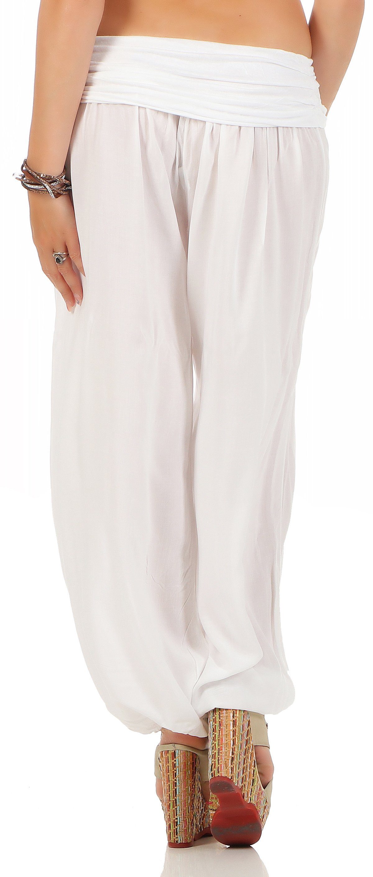 CLEO STYLE Haremshose Damen Sommerhose CL 2403 Weiß One Size (34-42)