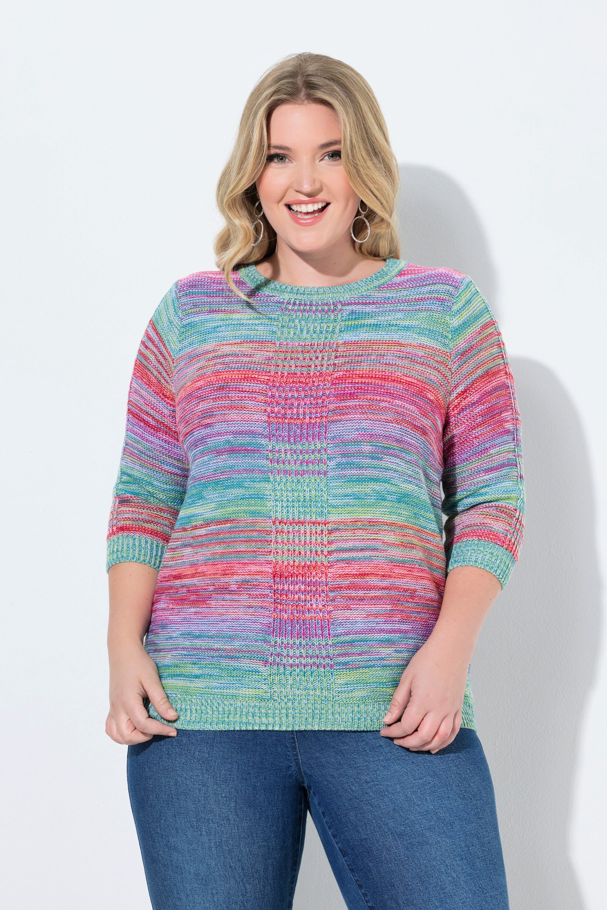 MIAMODA Strickpullover Pullover bequeme Passform Melange-Linksstrick