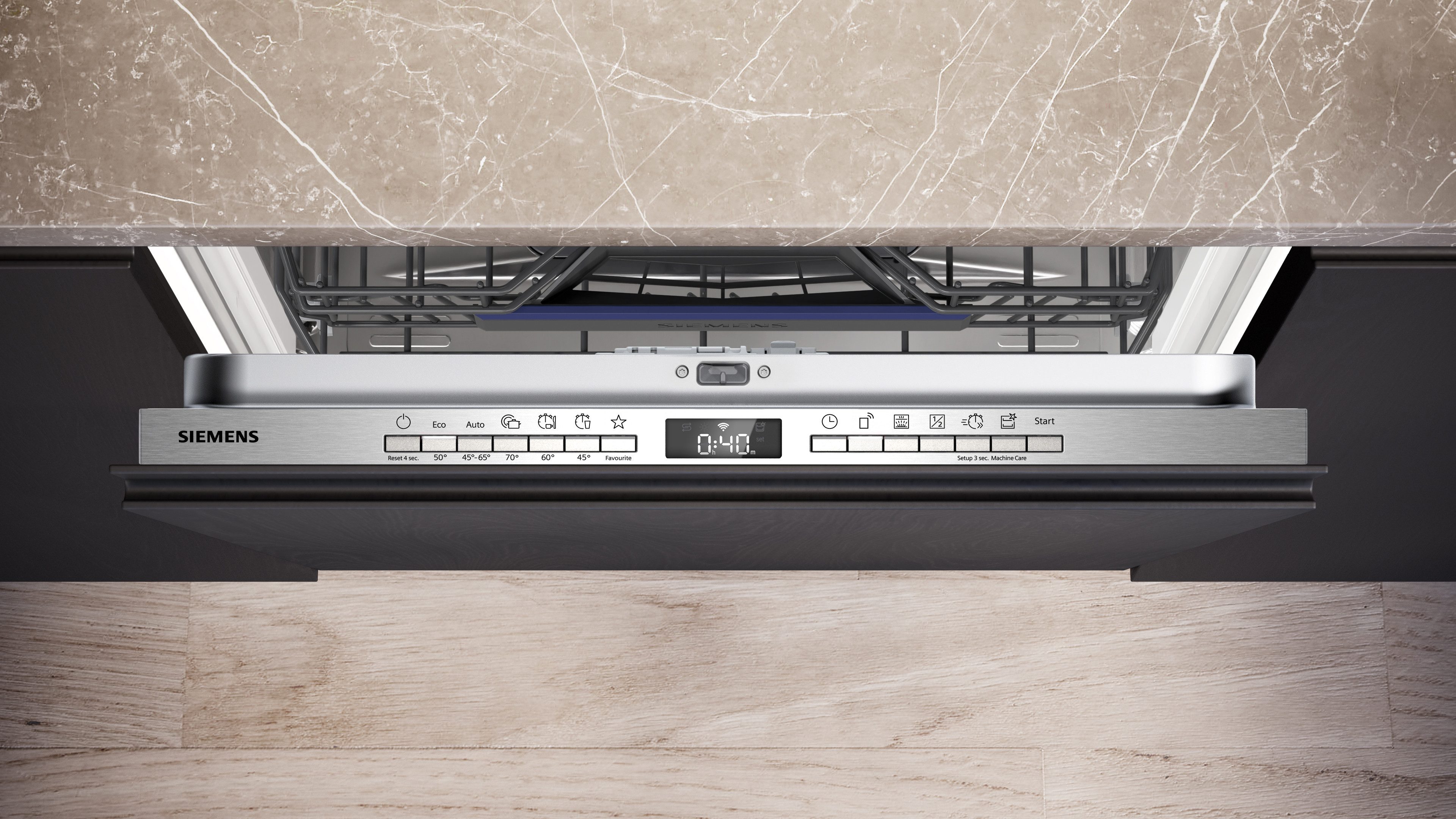 SIEMENS vollintegrierbarer Geschirrspüler iQ300 SN73EX22CE, 14 Maßgedecke, Made in Germany, Automatische Türöffnung für Effizienz, flexible Körbe