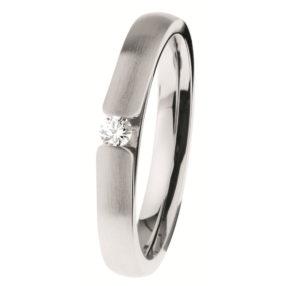 Ernstes Design Fingerring Ernstes Design Ring R508.55 Edelstahl mit Brillant