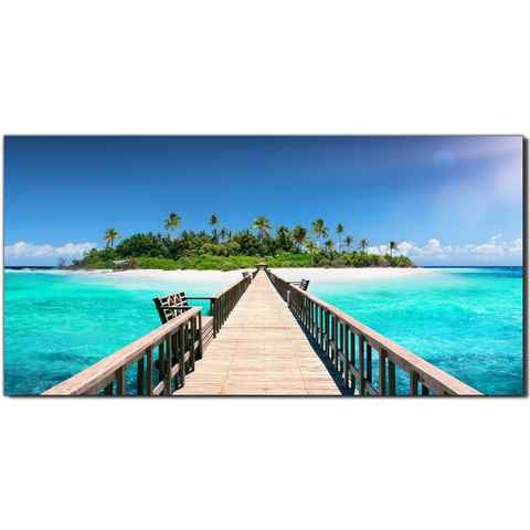 Victor (Zenith) Leinwandbild Leinwandbild \"Malediven\" - Größe: 30 x 60 cm, Landschaften, in 30x60 cm, Wandbild Strand und Meer Leinwand Landschaften