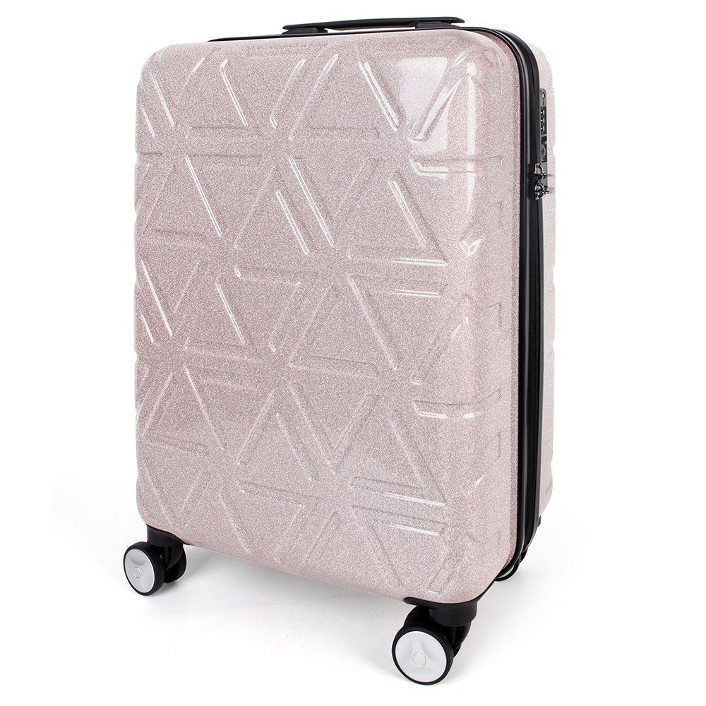 mit 24-Zoll-Koffer TSA-Schloss, NEWCOM rosa Glitzer, Prägung geometrische Hartschalen-Trolley